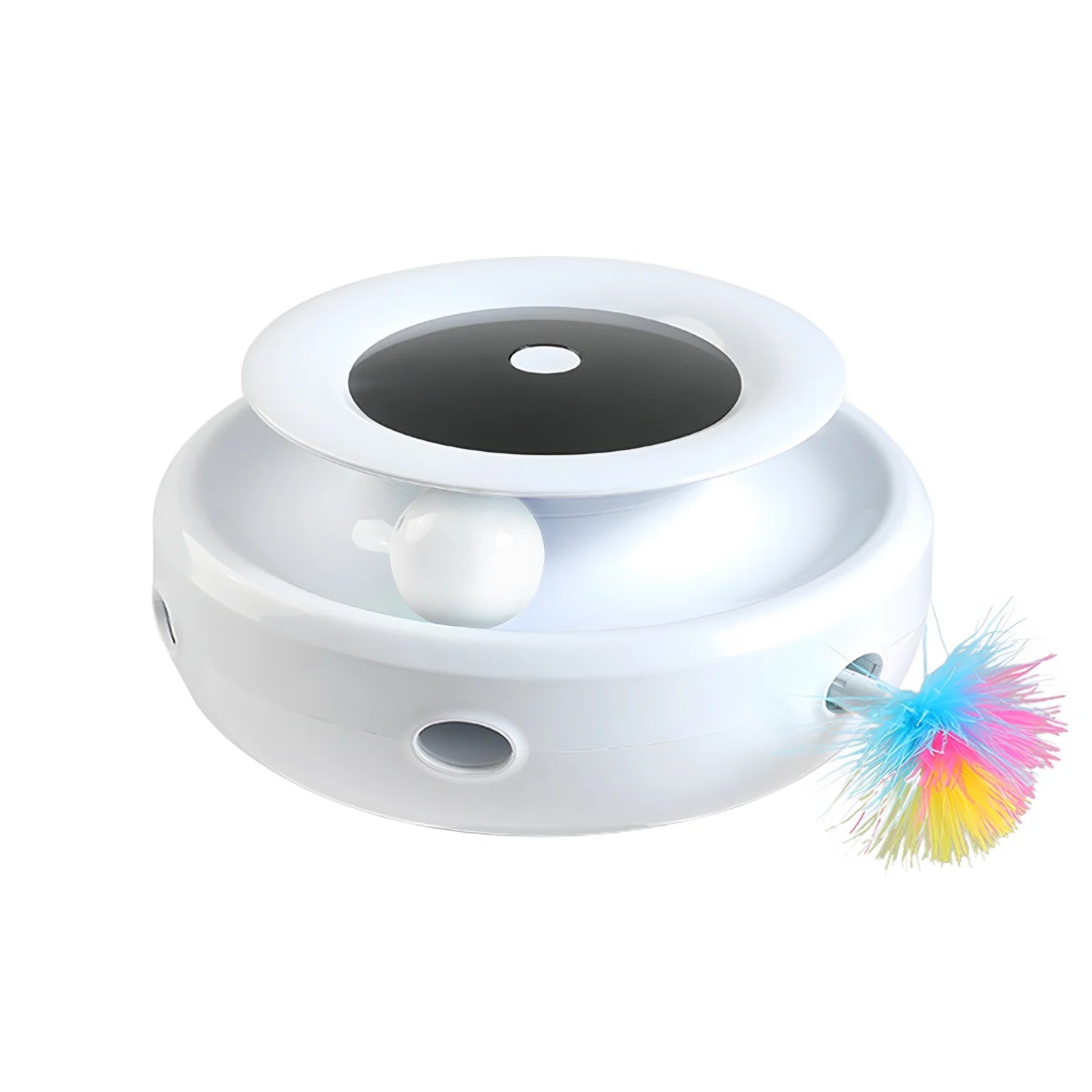 OMZER Cat Toys 2-In-1 Interactive Cat Toys for Indoor Cats, Cat Balls, Cat Mice Toy, Cat Entertainment Toys with 2Pcs Feathers, Motion-Activated Toy with Feathers Provides, Batteries or USB Charge