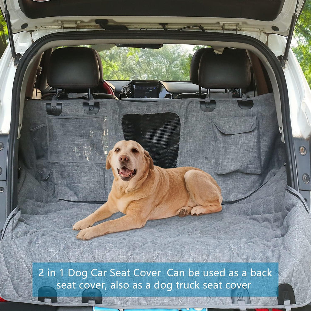 ELLONI Backseat Dog Cover for Car - Dog Seat Cover - Dog Hammock for Car, Rear Seat Covers for Dogs Seat Covers for Cars Back Seat Scratch-Proof Nonslip Mesh Sections Window, SUV