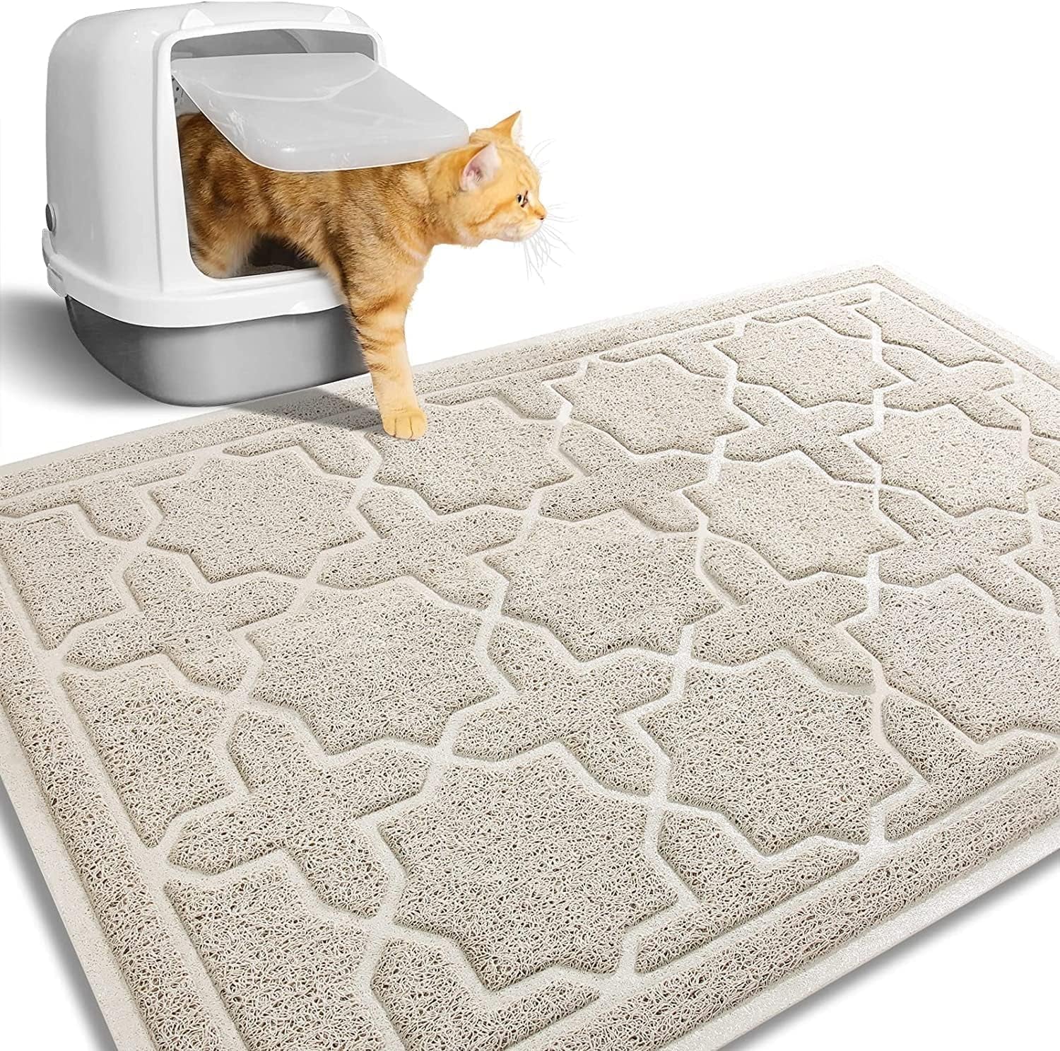 Yimobra Cat Litter Mat, 35.4"X23.6" Litter Box Mat with Litter Lock Mesh, Soft Cat Litter Mat Litter Trapping Mat, Easy to Clean, Non-Slip, Water Resistant, Litter Free Floors, Dark Grey