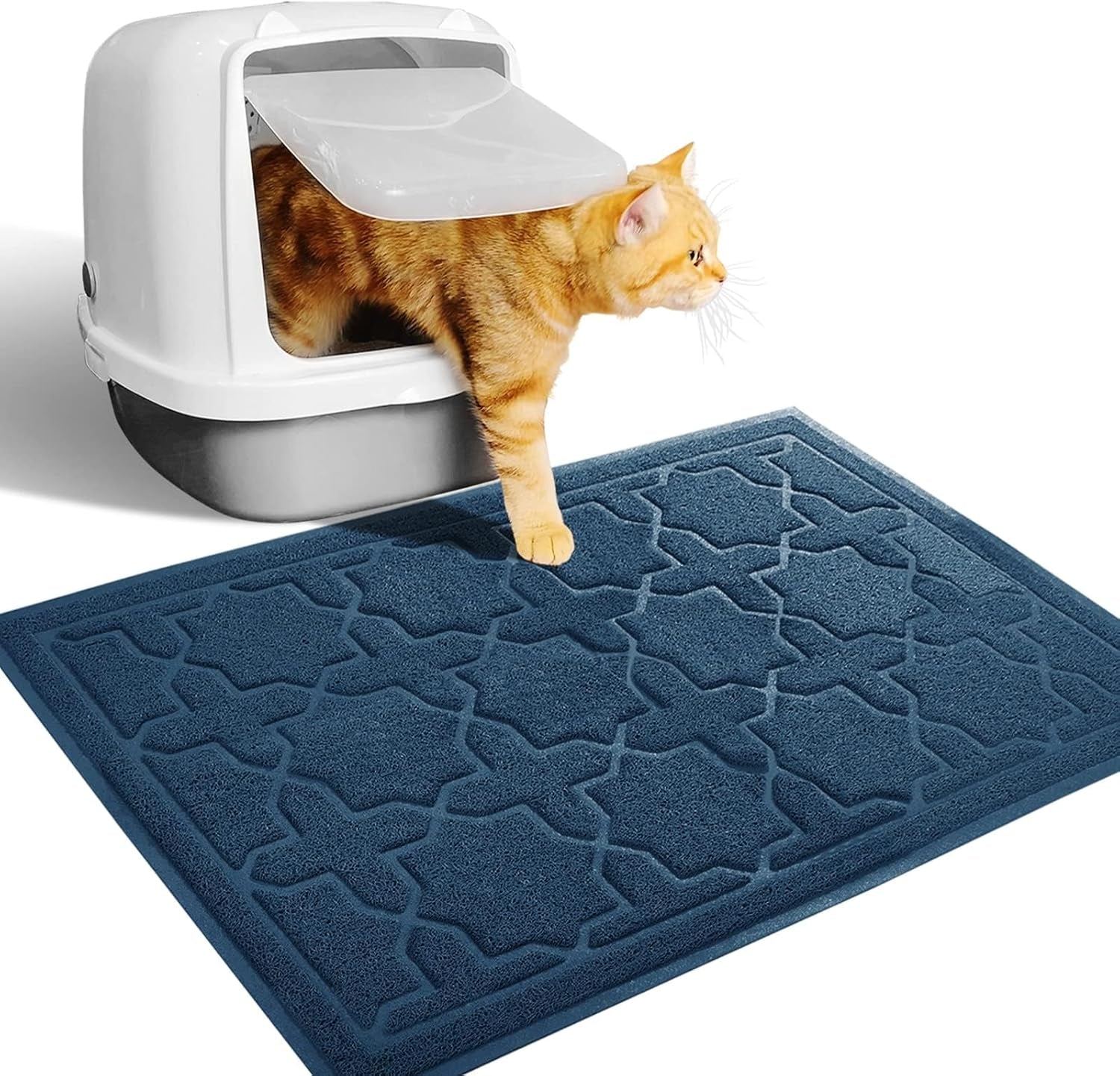Yimobra Cat Litter Mat, 35.4"X23.6" Litter Box Mat with Litter Lock Mesh, Soft Cat Litter Mat Litter Trapping Mat, Easy to Clean, Non-Slip, Water Resistant, Litter Free Floors, Dark Grey