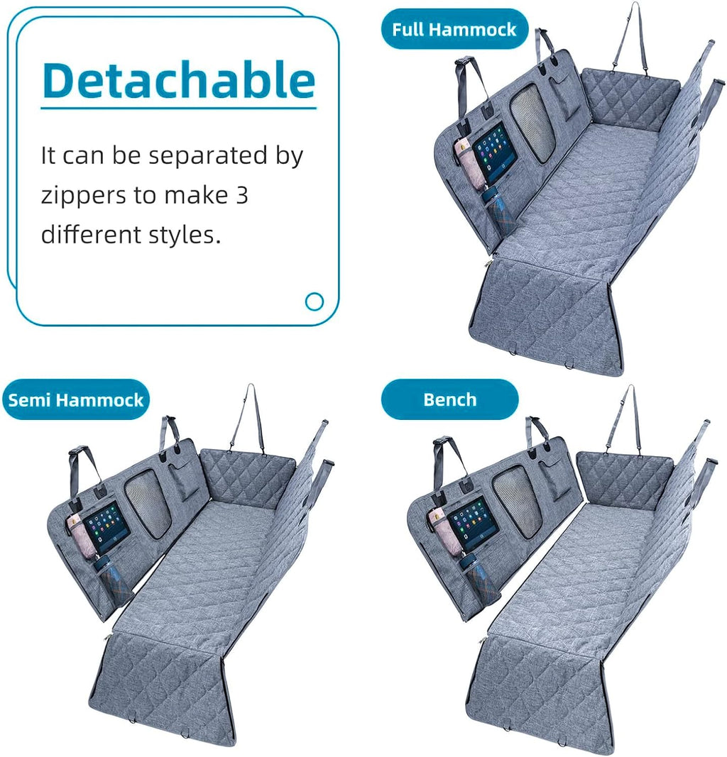 ELLONI Backseat Dog Cover for Car - Dog Seat Cover - Dog Hammock for Car, Rear Seat Covers for Dogs Seat Covers for Cars Back Seat Scratch-Proof Nonslip Mesh Sections Window, SUV