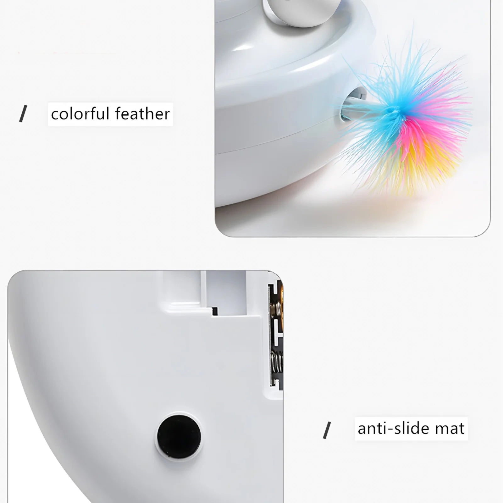 OMZER Cat Toys 2-In-1 Interactive Cat Toys for Indoor Cats, Cat Balls, Cat Mice Toy, Cat Entertainment Toys with 2Pcs Feathers, Motion-Activated Toy with Feathers Provides, Batteries or USB Charge