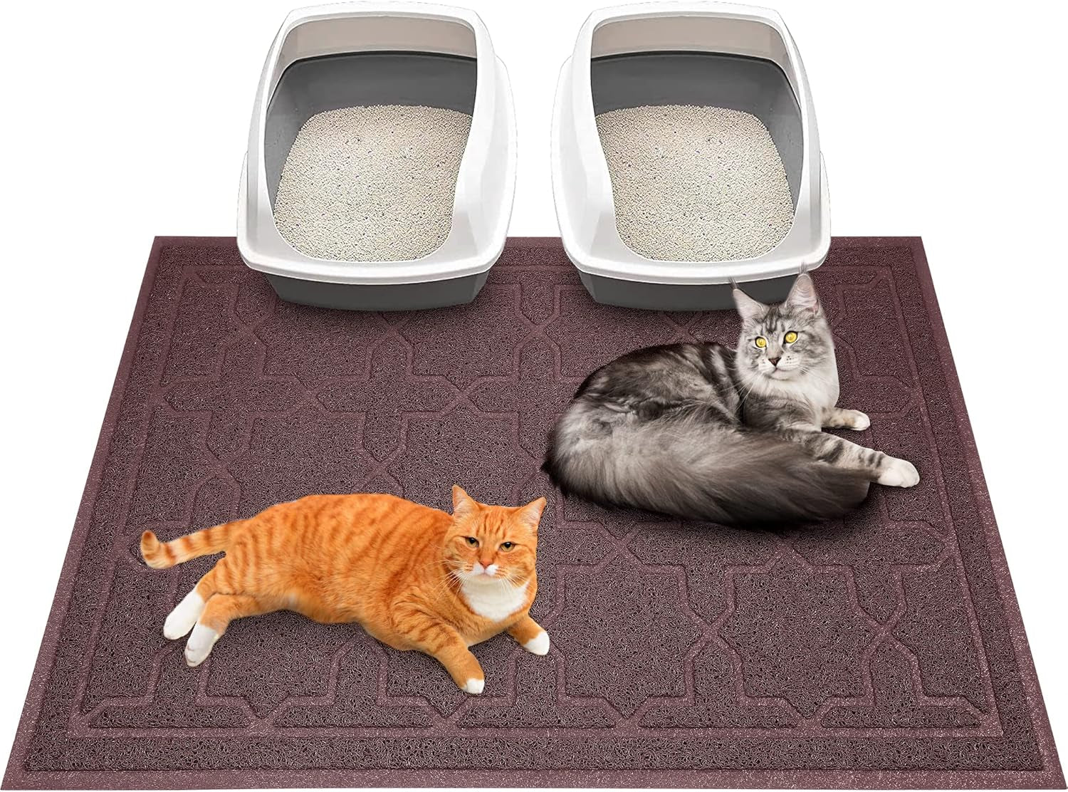 Yimobra Cat Litter Mat, 35.4"X23.6" Litter Box Mat with Litter Lock Mesh, Soft Cat Litter Mat Litter Trapping Mat, Easy to Clean, Non-Slip, Water Resistant, Litter Free Floors, Dark Grey
