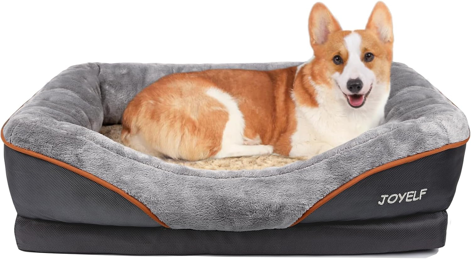 JOYELF Large Memory Foam Dog Bed, Orthopedic Dog Bed & Sofa with Removable Washable Cover and Squeaker Toy as Gift