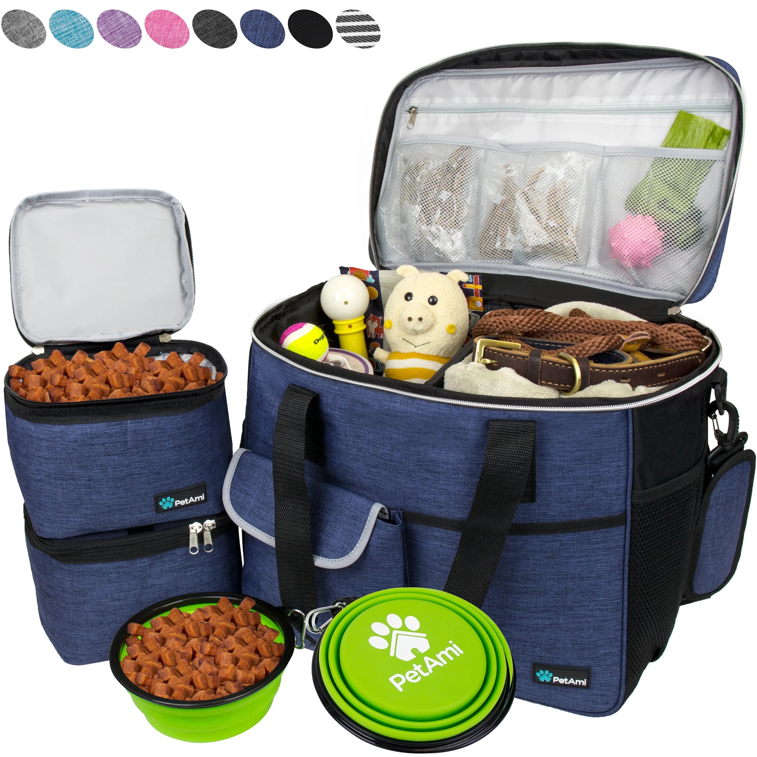 Petami Medium Dog Travel Bag with Food Containers and Bowls, Yellow, 22 L Limit
