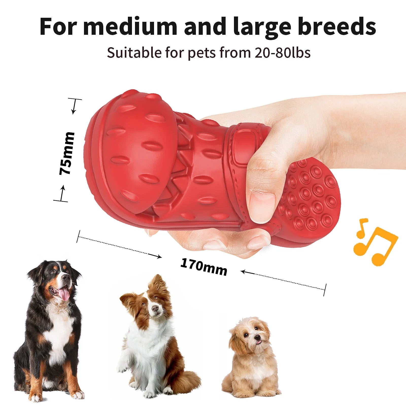 MASBRILL Squeaky Dog Toys Large Dog Chew Toy for Aggressive Chewer, 100% Safe Natural Soft Rubber Beef Flavor Dog Toys