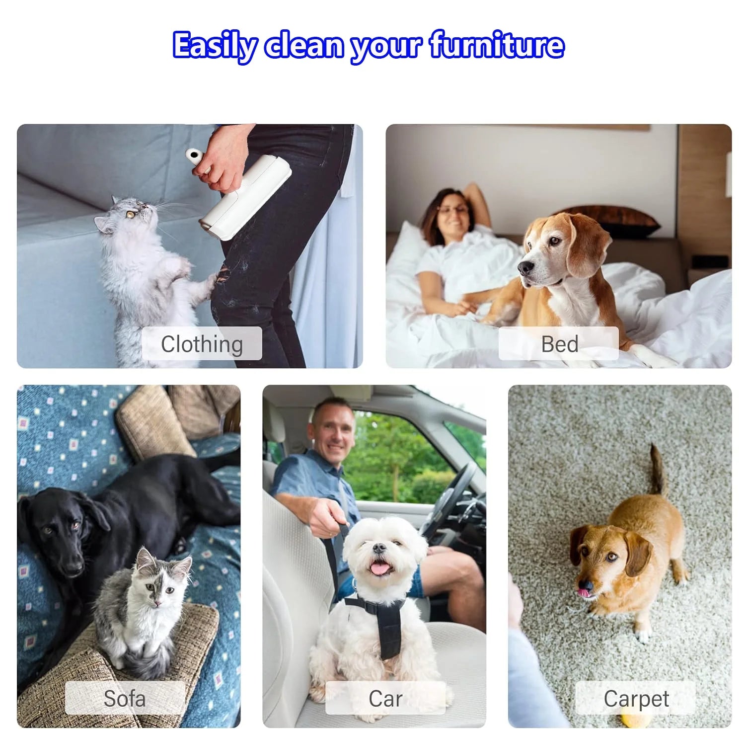 LEXLIFE Lint Brush Roller, Reusable Cat and Dog Hair Remover for Furniture, Couch, Carpet, Car Seats and Bedding, Lint Roller for Pet Hair