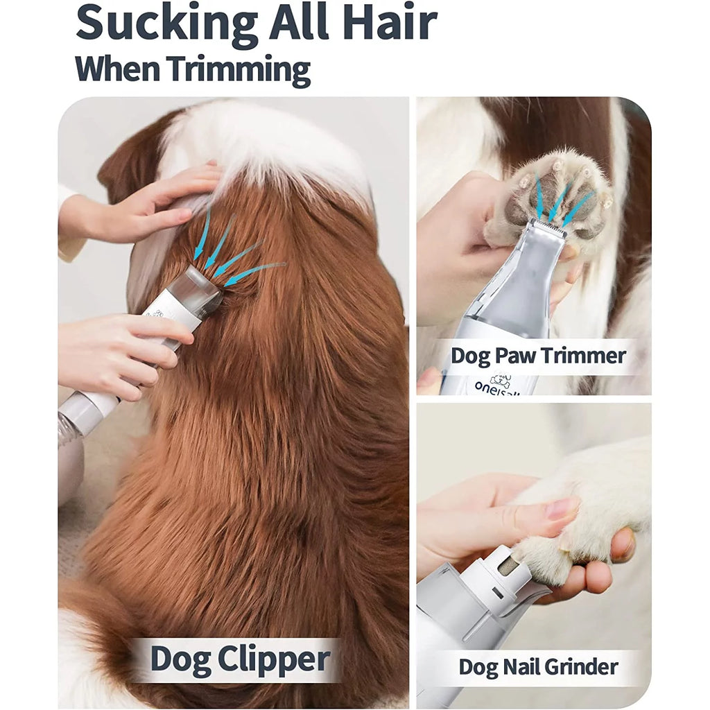Oneisall 7 in 1 Dog Grooming Kit, Low Noise Pet Grooming Vacuum with 1.5 L Dust Cup, Dog Vacuum for Shedding Grooming, with 7 Professional Grooming Tools for Dogs Cats Pet Hair & Home Car Cleaning