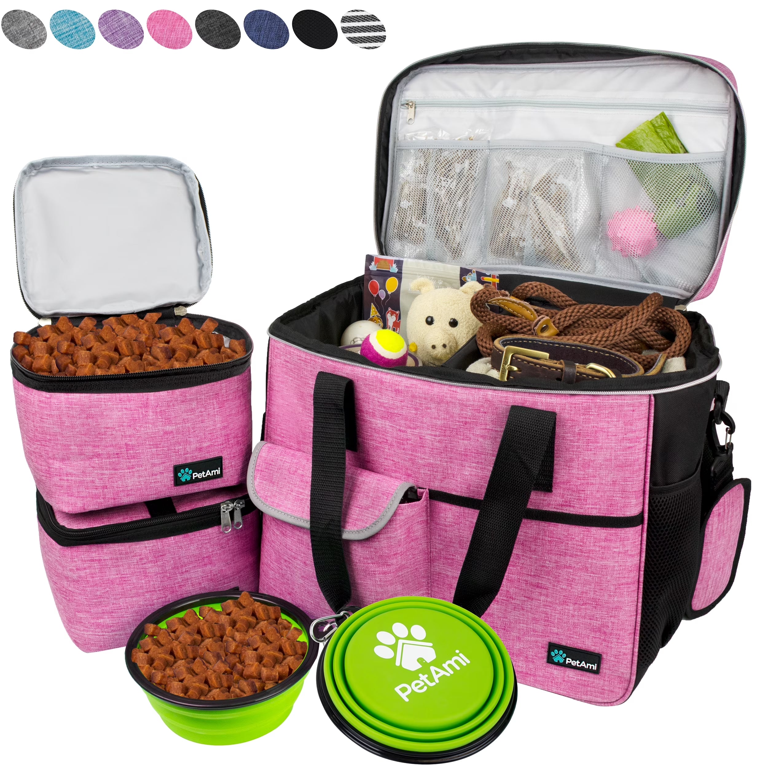 Petami Medium Dog Travel Bag with Food Containers and Bowls, Yellow, 22 L Limit