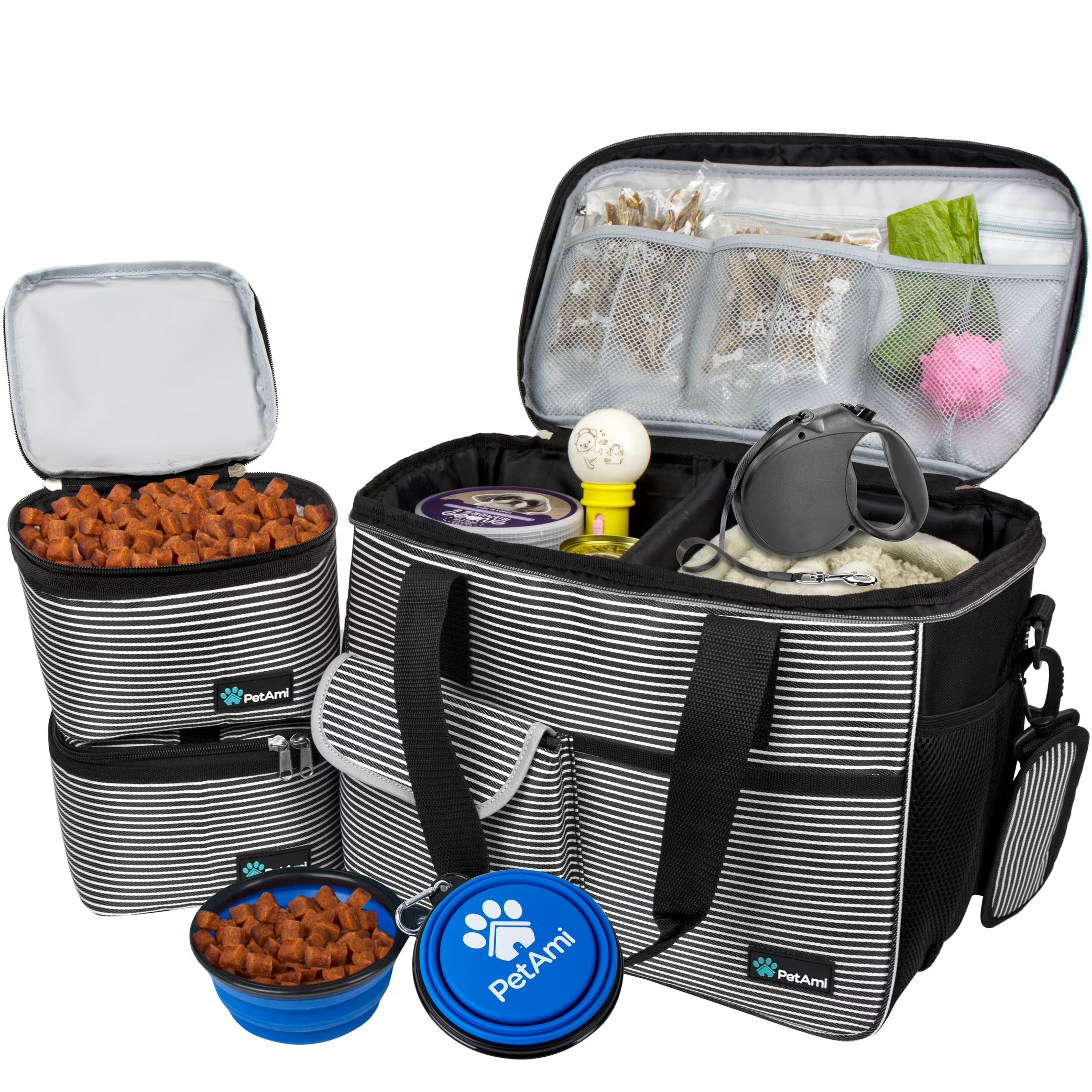 Petami Medium Dog Travel Bag with Food Containers and Bowls, Yellow, 22 L Limit