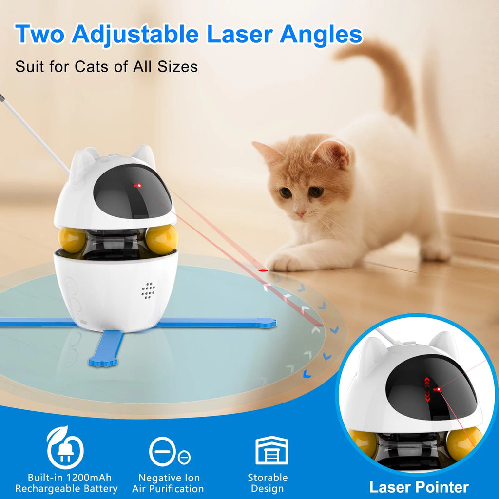 Cornmi Automatic 3 in 1 Interactive Cat Toy with Laser and Feather for Indoor