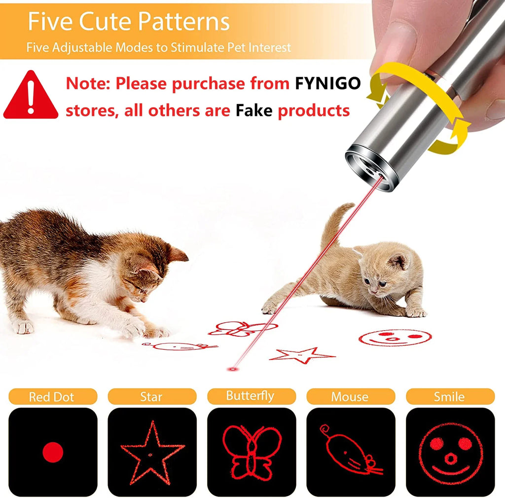 FYNIGO Cat Laser Pointer Toy Rechargeable,Interactive Toy for Cat Kitten Dog with a Mouse Toy,Silver