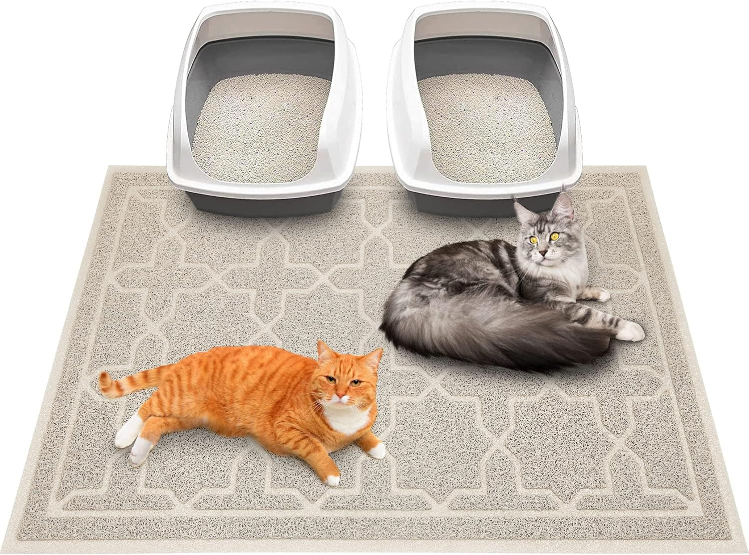 Yimobra Cat Litter Mat, 35.4"X23.6" Litter Box Mat with Litter Lock Mesh, Soft Cat Litter Mat Litter Trapping Mat, Easy to Clean, Non-Slip, Water Resistant, Litter Free Floors, Dark Grey
