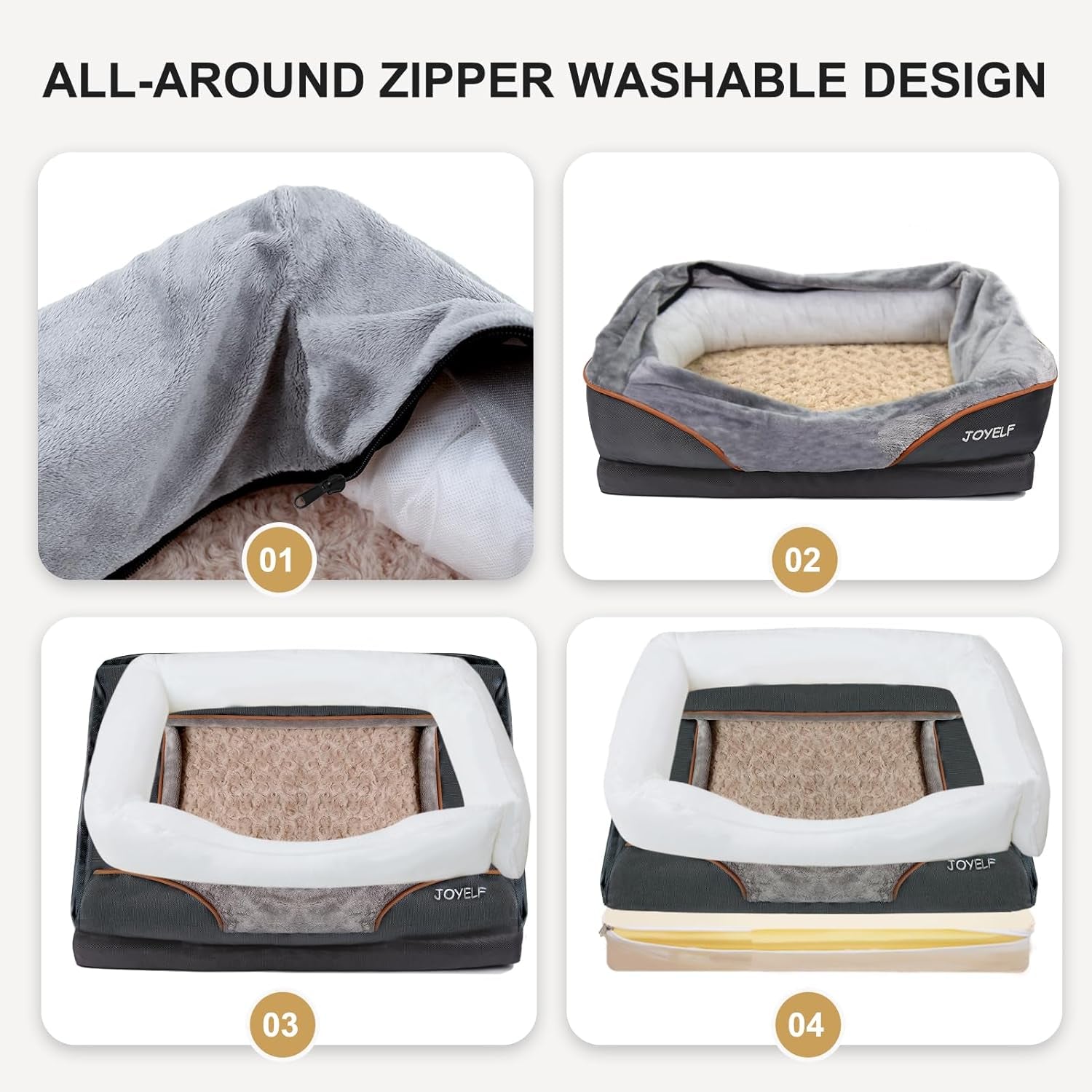 JOYELF Large Memory Foam Dog Bed, Orthopedic Dog Bed & Sofa with Removable Washable Cover and Squeaker Toy as Gift