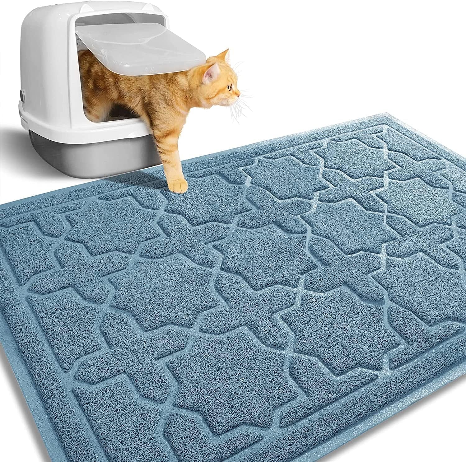 Yimobra Cat Litter Mat, 35.4"X23.6" Litter Box Mat with Litter Lock Mesh, Soft Cat Litter Mat Litter Trapping Mat, Easy to Clean, Non-Slip, Water Resistant, Litter Free Floors, Dark Grey