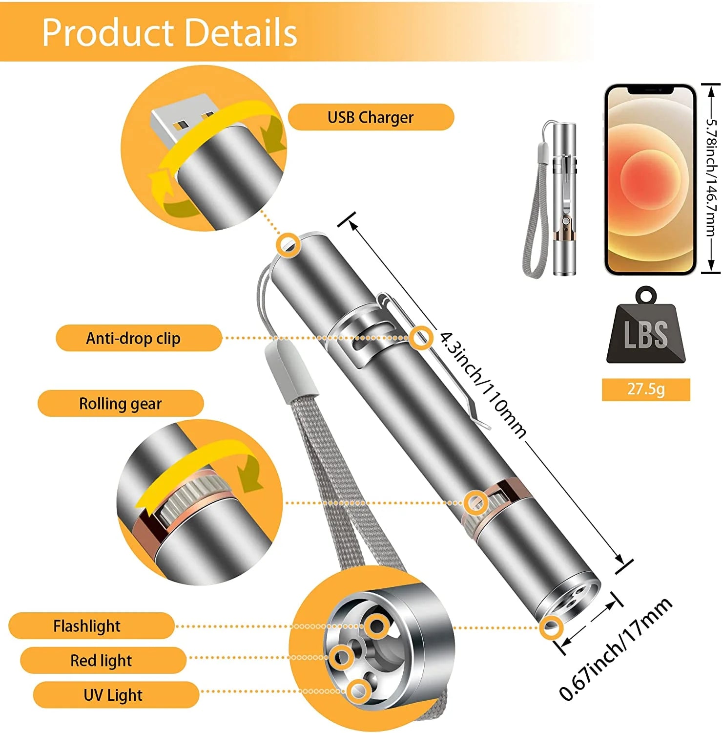 FYNIGO Cat Laser Pointer Toy Rechargeable,Interactive Toy for Cat Kitten Dog with a Mouse Toy,Silver