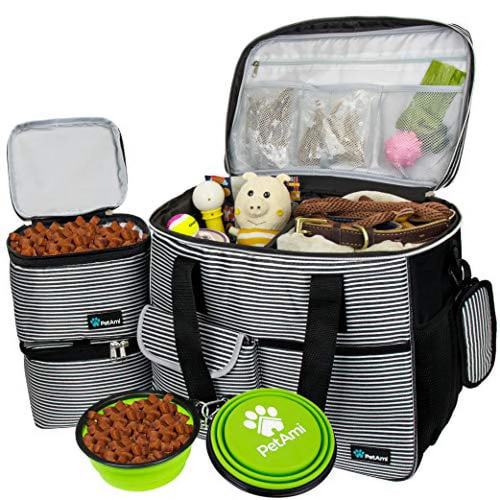 Petami Medium Dog Travel Bag with Food Containers and Bowls, Yellow, 22 L Limit