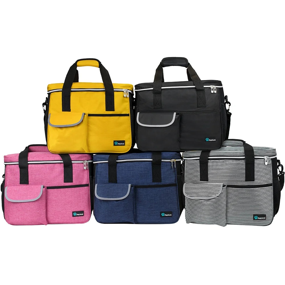 Petami Medium Dog Travel Bag with Food Containers and Bowls, Yellow, 22 L Limit