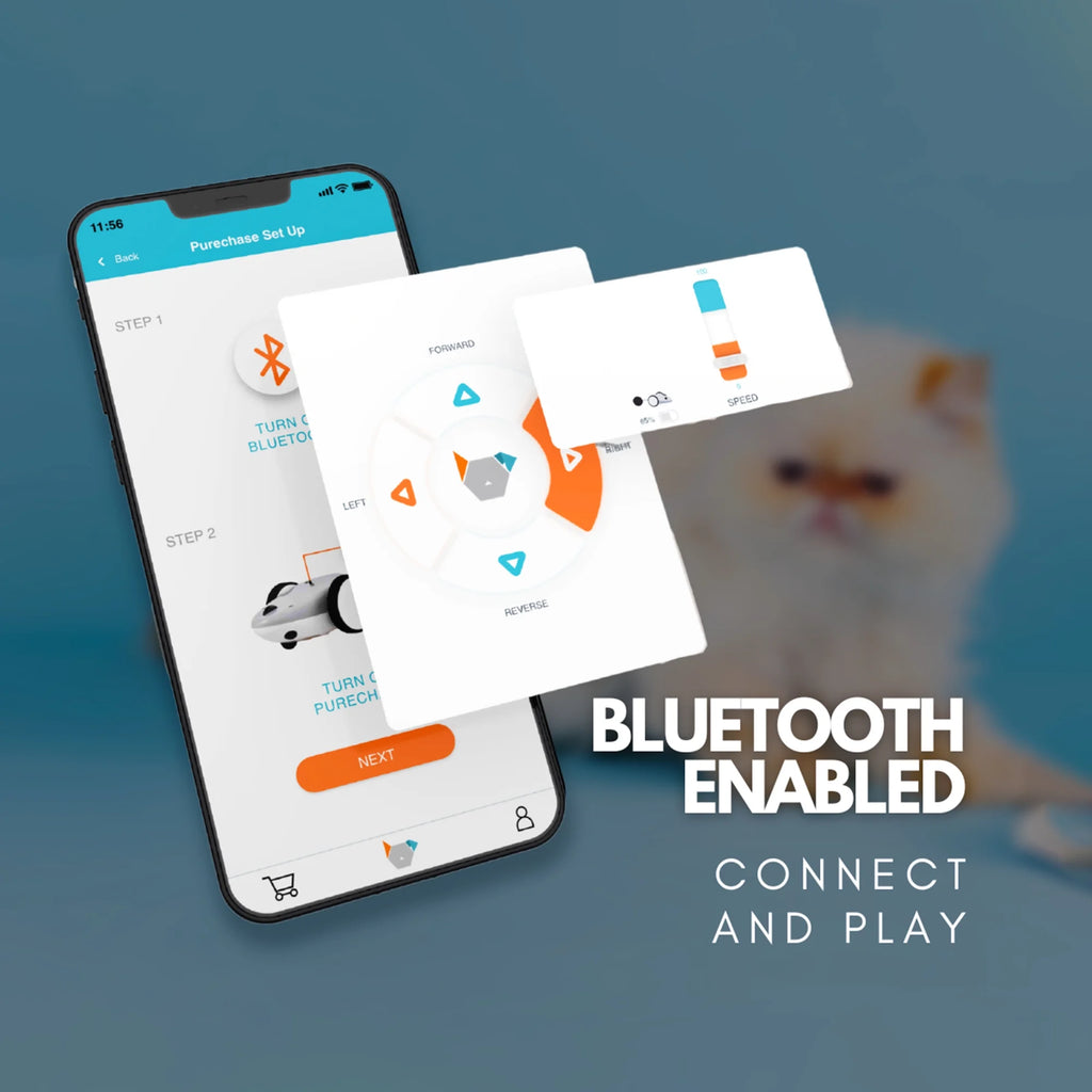 Instachew Purechase Smart Cat Toy, Interactive Automatic Mouse Shaped Toy for Pets, App Enabled with Adjustable Speed, Flip Modes, Replaceable Plush Tail and USB Charging for Kittens and Dogs