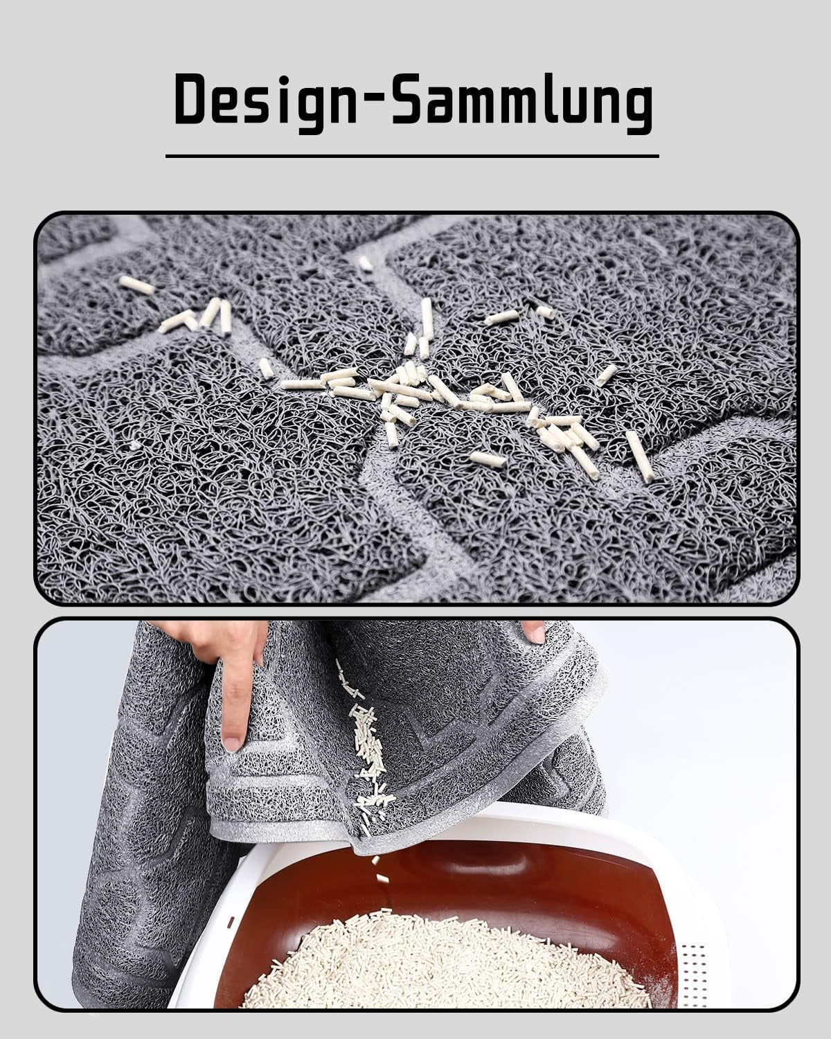 Yimobra Cat Litter Mat, 35.4"X23.6" Litter Box Mat with Litter Lock Mesh, Soft Cat Litter Mat Litter Trapping Mat, Easy to Clean, Non-Slip, Water Resistant, Litter Free Floors, Dark Grey