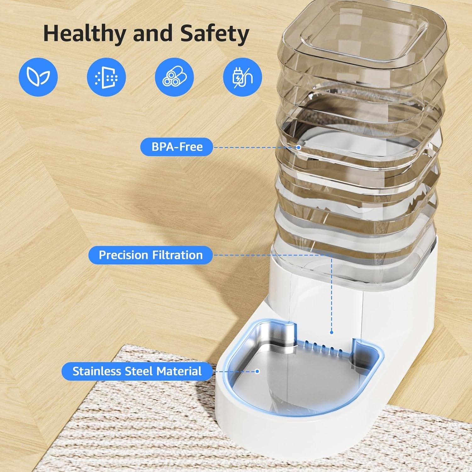 Gravity 6.5L Dog and Cat Water Bowl Dispenser, Automatic Stainless Steel Dog Water Bowl, 100% Bpa-Free, Self-Filling Large Capacity Pet Water Feeder for Dogs and Cats