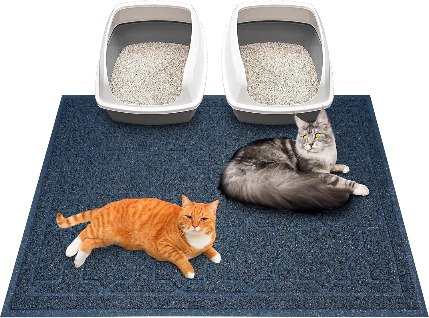 Yimobra Cat Litter Mat, 35.4"X23.6" Litter Box Mat with Litter Lock Mesh, Soft Cat Litter Mat Litter Trapping Mat, Easy to Clean, Non-Slip, Water Resistant, Litter Free Floors, Dark Grey