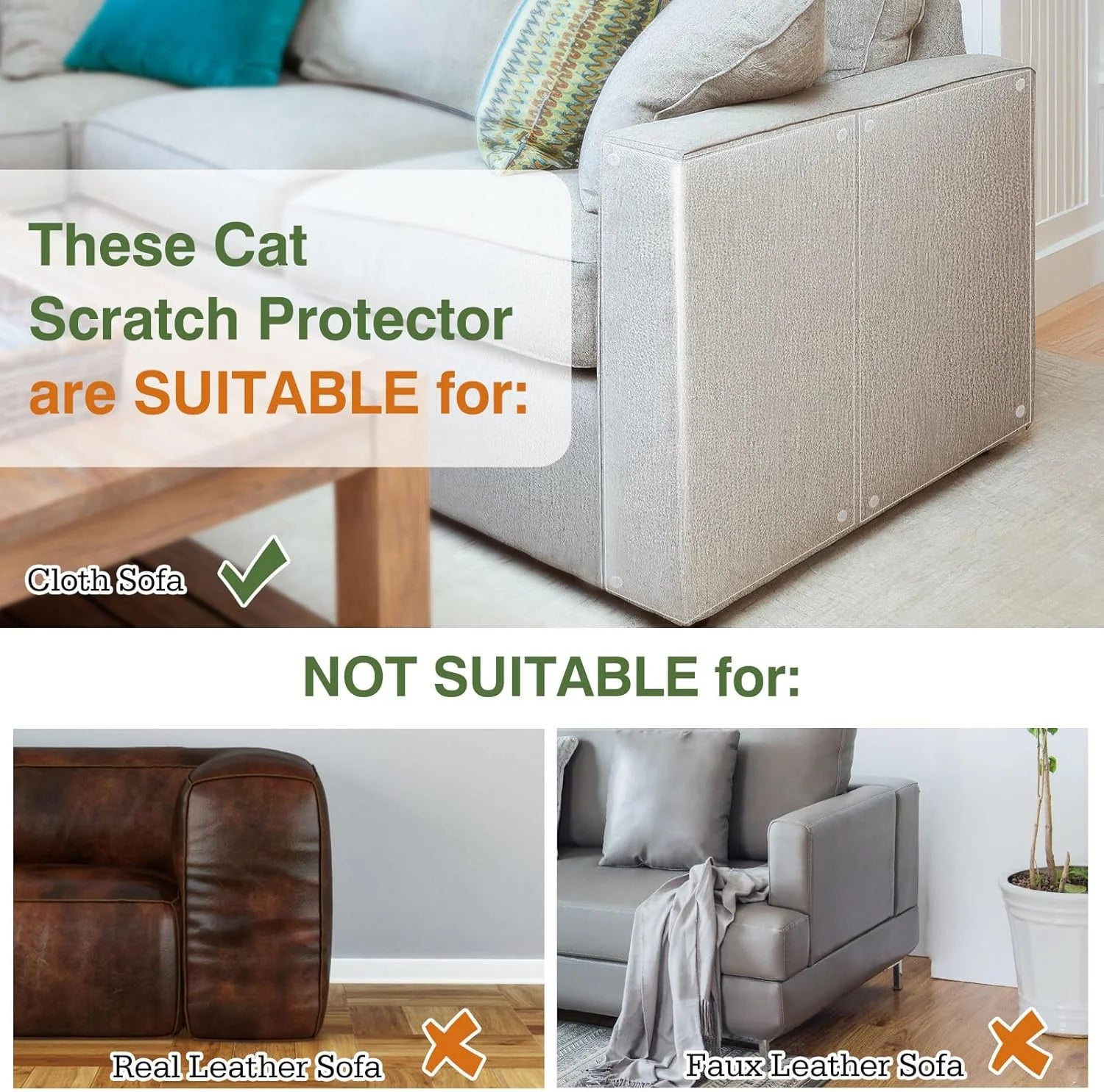 Pawaboo Cat Scratch Furniture Protector Tape,Cat Scratch Deterrent Tape, Cat Furniture Protectors Tape, Couch Corner Cat Scratch Protector for Furniture with 60 PCS Upholstery Pins-10 Pack, White