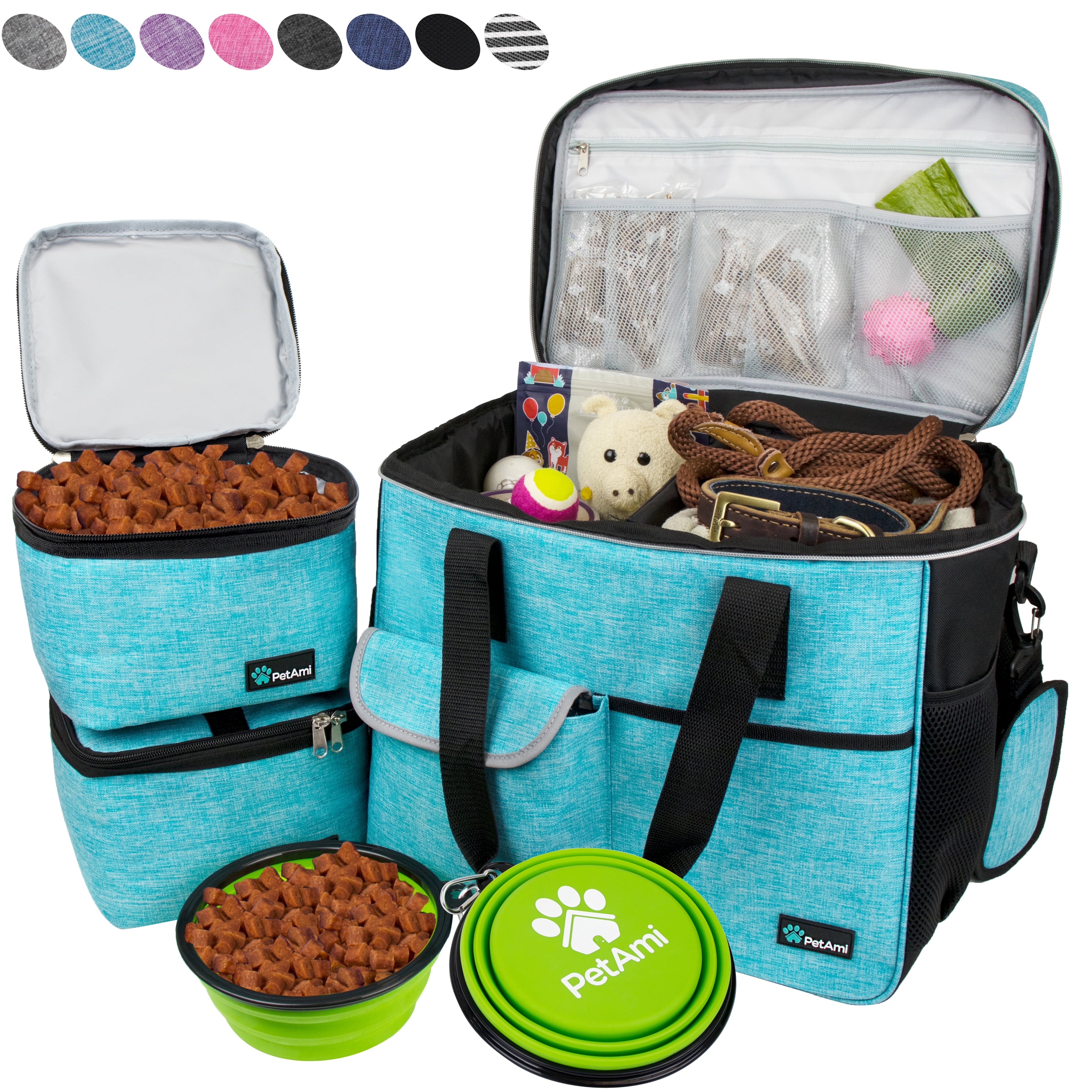 Petami Medium Dog Travel Bag with Food Containers and Bowls, Yellow, 22 L Limit
