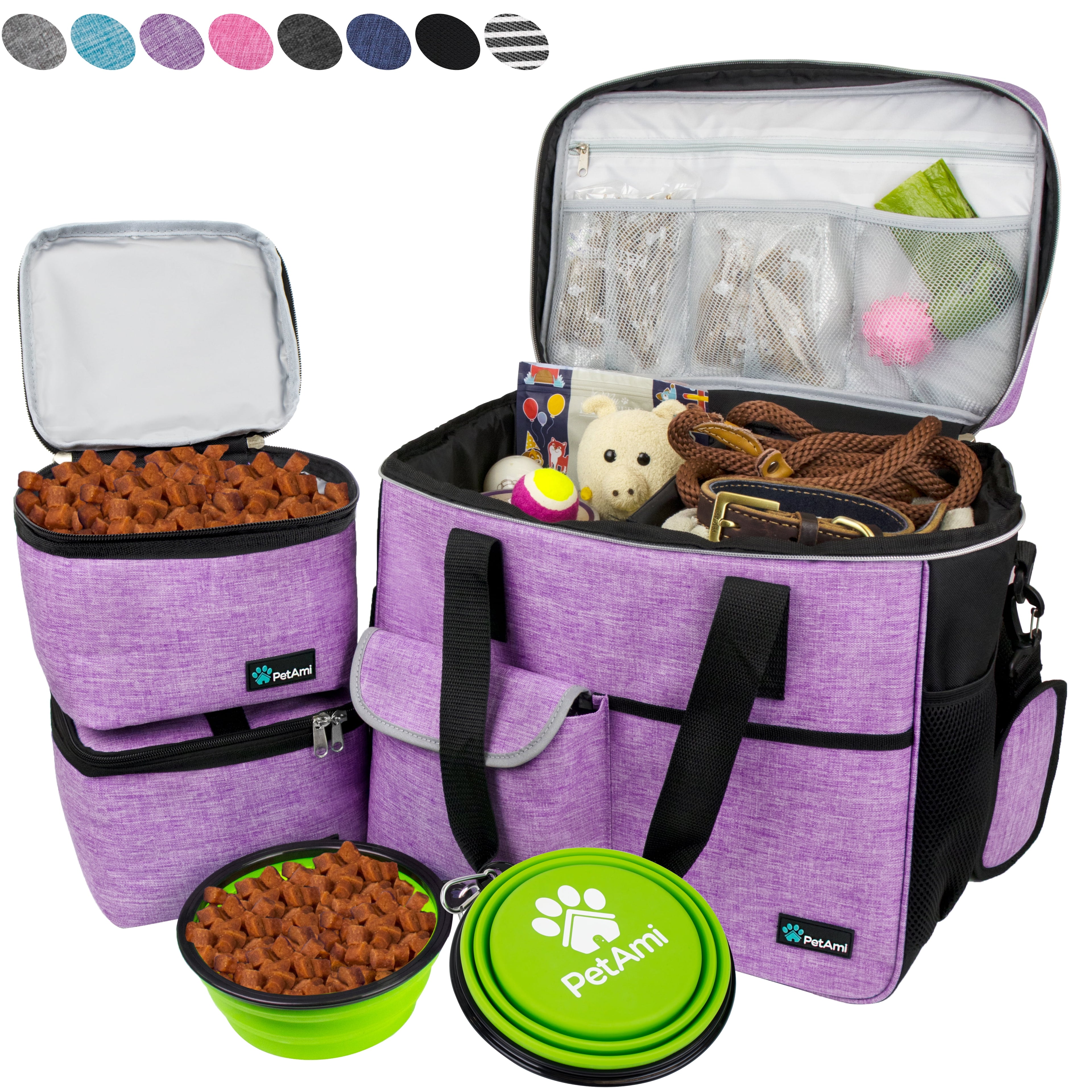 Petami Medium Dog Travel Bag with Food Containers and Bowls, Yellow, 22 L Limit
