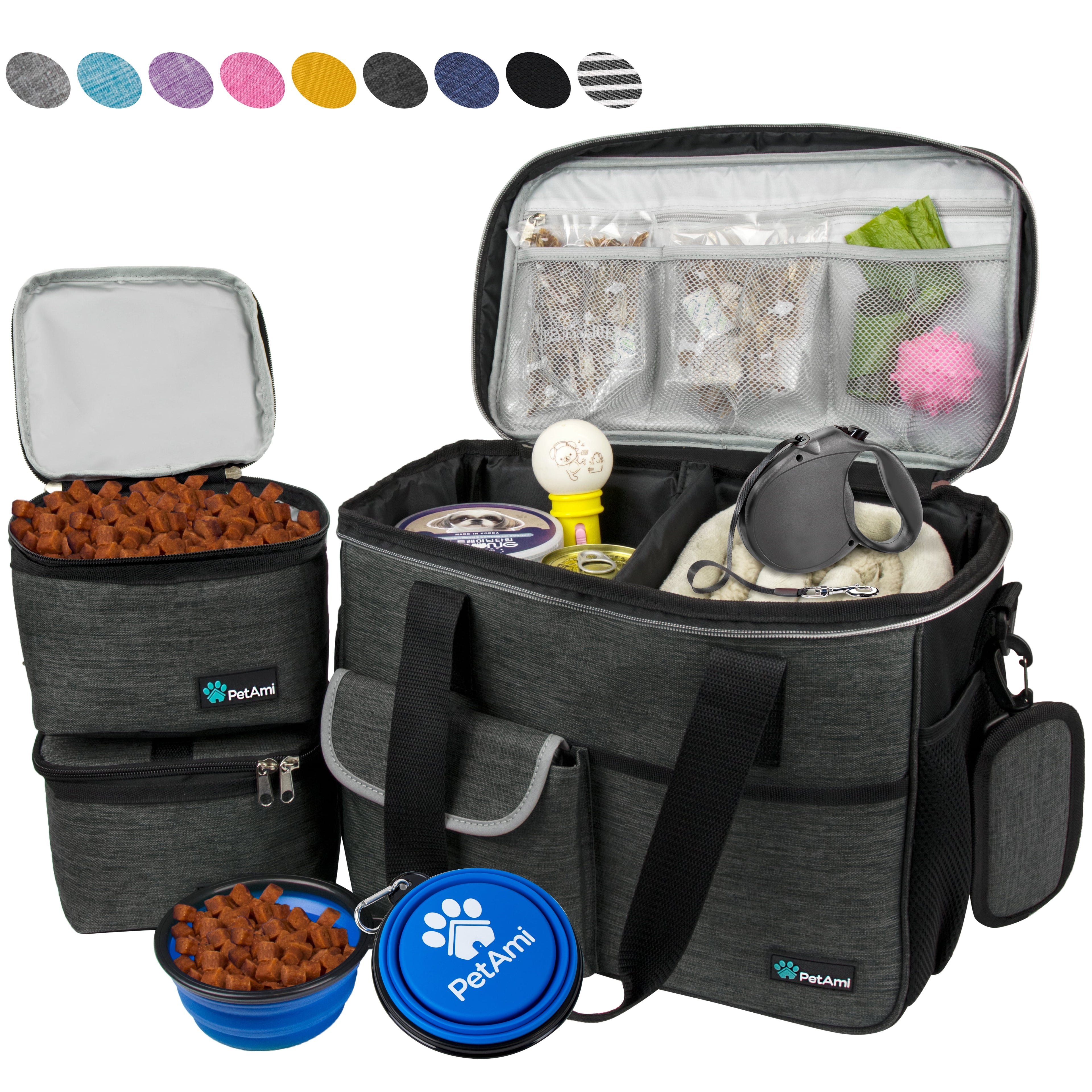 Petami Medium Dog Travel Bag with Food Containers and Bowls, Yellow, 22 L Limit