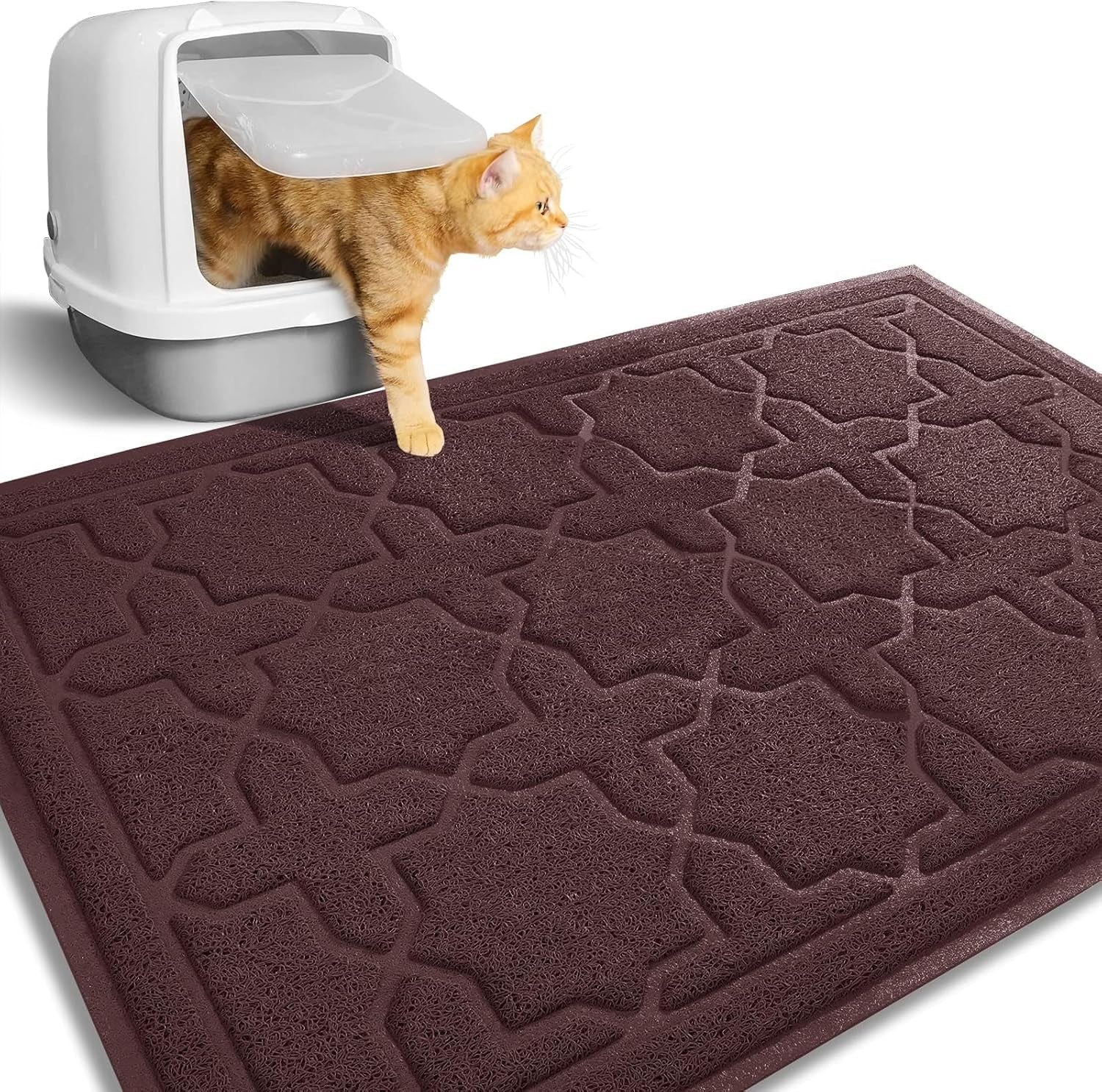 Yimobra Cat Litter Mat, 35.4"X23.6" Litter Box Mat with Litter Lock Mesh, Soft Cat Litter Mat Litter Trapping Mat, Easy to Clean, Non-Slip, Water Resistant, Litter Free Floors, Dark Grey