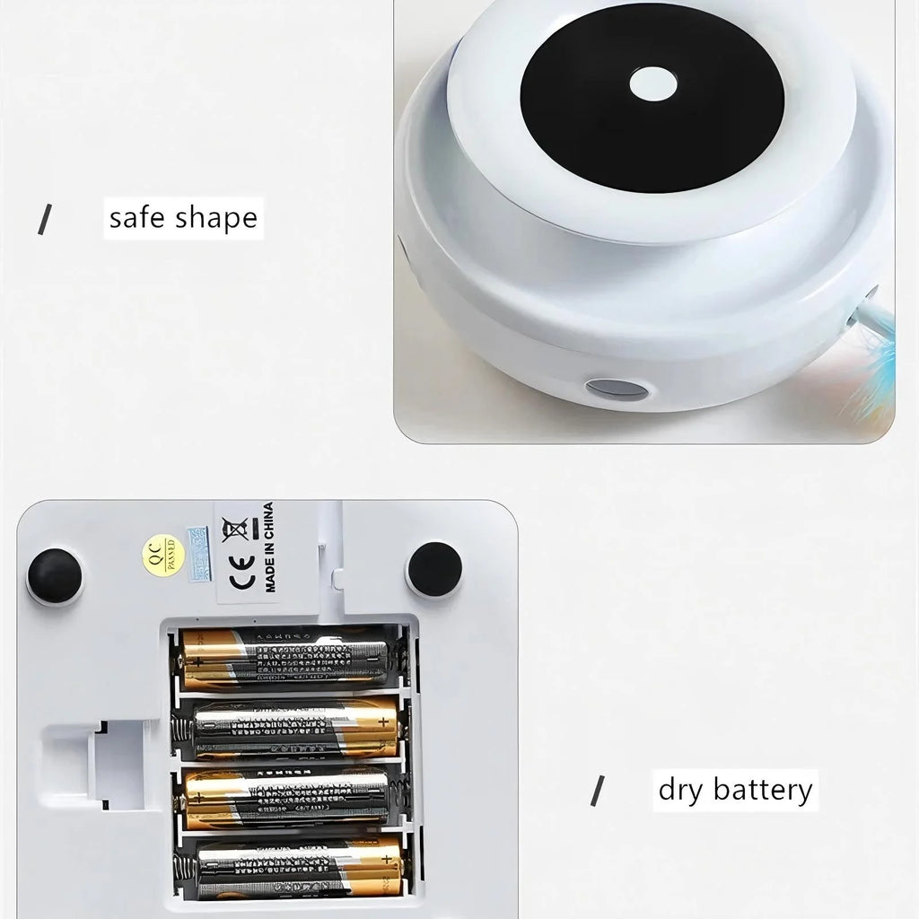 OMZER Cat Toys 2-In-1 Interactive Cat Toys for Indoor Cats, Cat Balls, Cat Mice Toy, Cat Entertainment Toys with 2Pcs Feathers, Motion-Activated Toy with Feathers Provides, Batteries or USB Charge