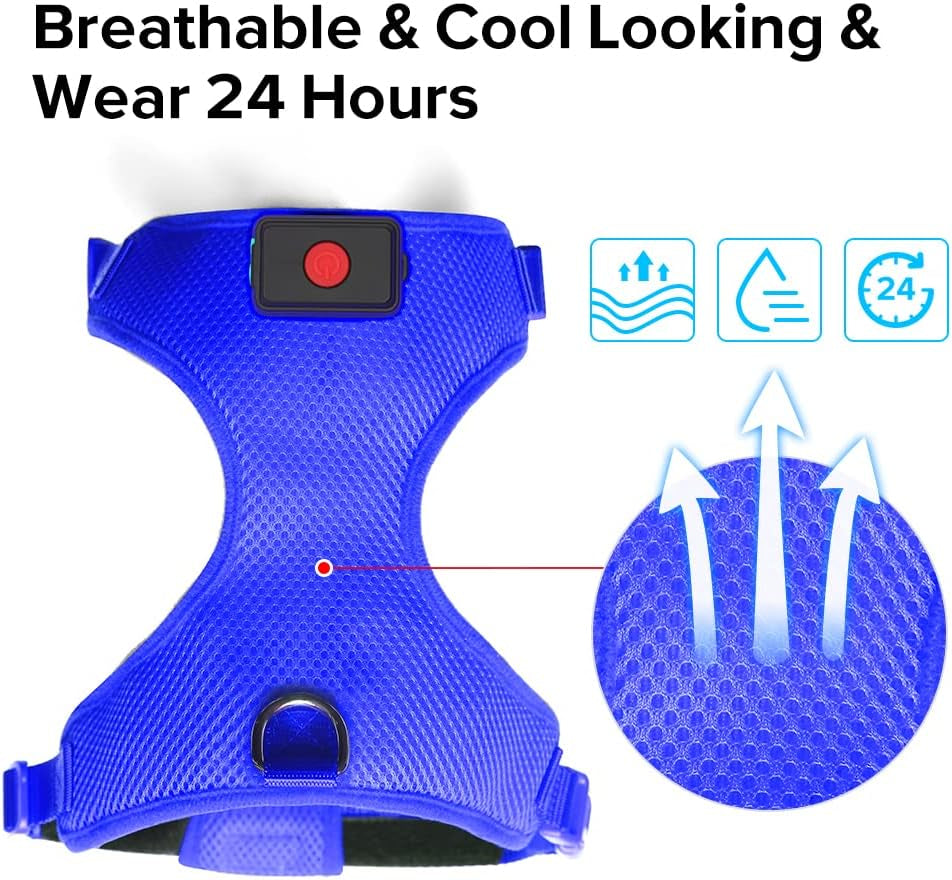 Flashseen LED Dog Harness, Lighted up USB Rechargeable Pet Harness, Illuminated Reflective Glowing Dog Vest Adjustable Soft Padded No-Pull Suit for Small, Medium, Large Dogs (Blue, S)