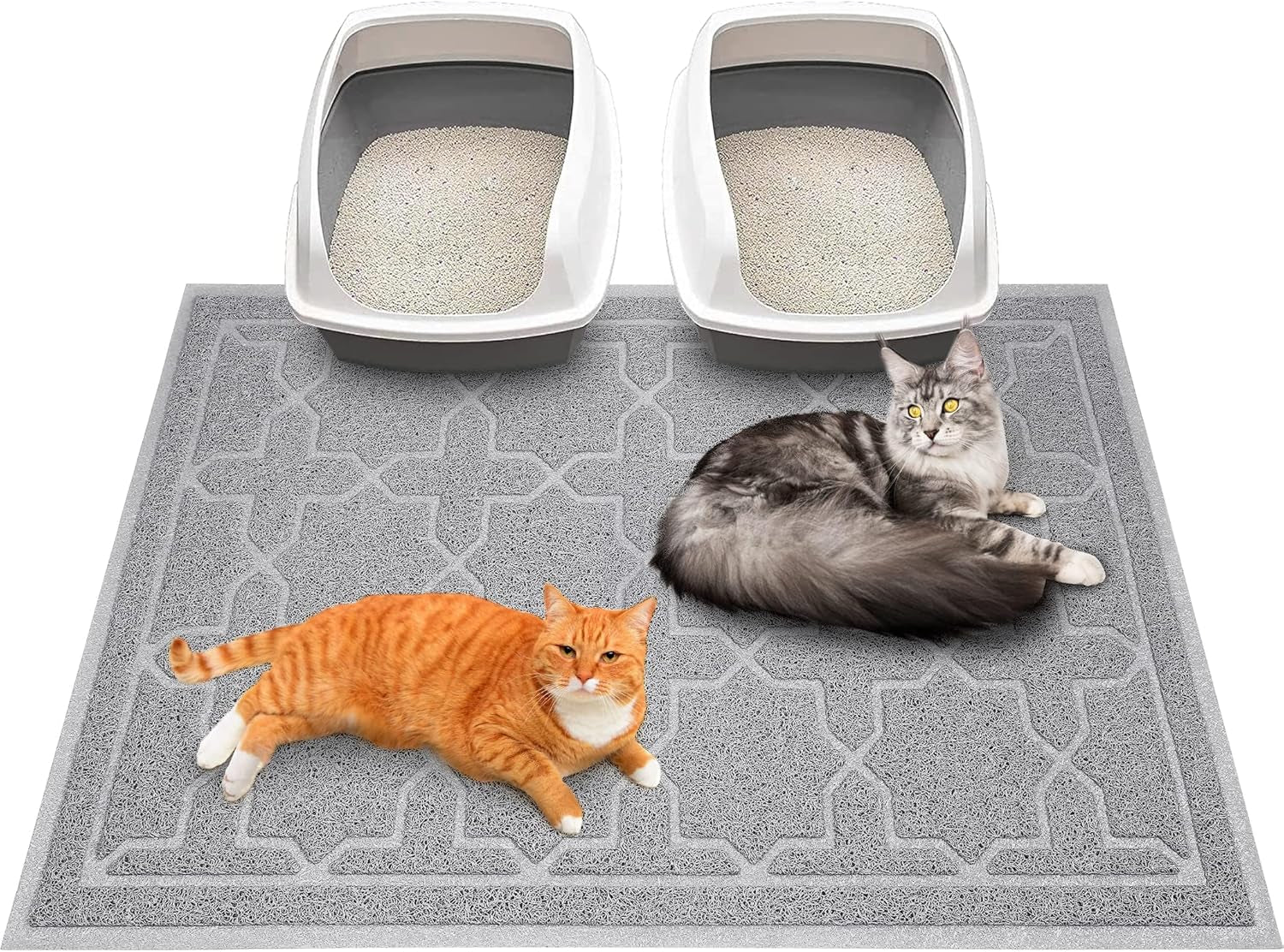 Yimobra Cat Litter Mat, 35.4"X23.6" Litter Box Mat with Litter Lock Mesh, Soft Cat Litter Mat Litter Trapping Mat, Easy to Clean, Non-Slip, Water Resistant, Litter Free Floors, Dark Grey