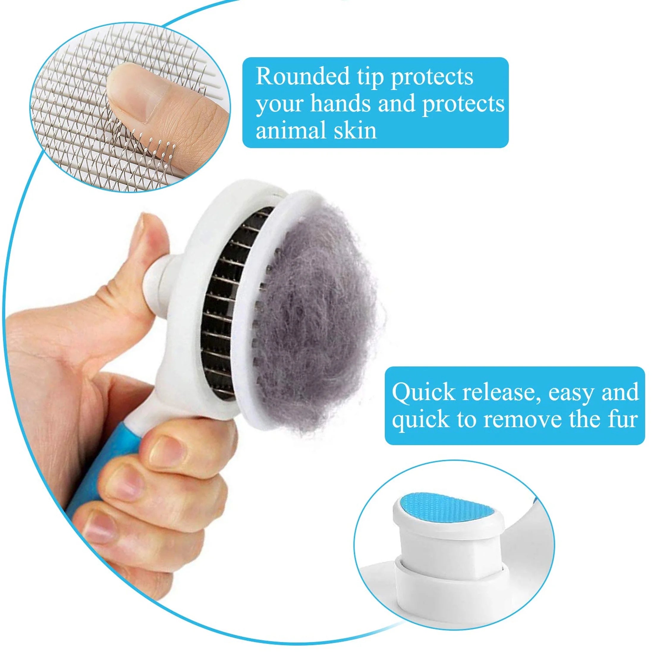Skyauks Cat and Dog Brush, Self Cleaning Deshedding Tool for Undercoat, Mats, Knots, Flakes - All Hair Lengths