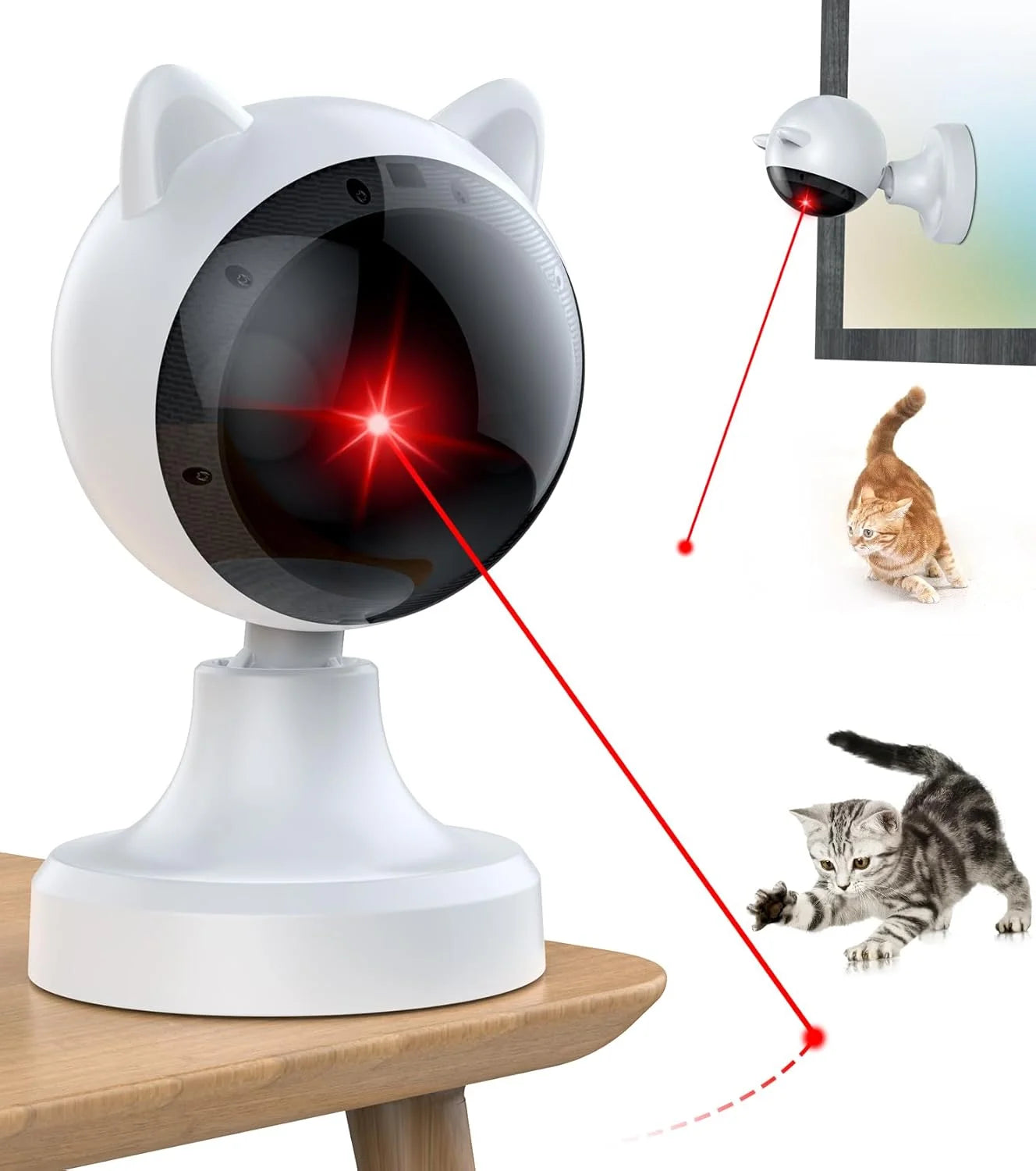 Prociv Automatic Cat Laser Toys, Interactive Laser Cat Toys for Indoor Cats/Kitty/Dogs, Cat Laser Toy Automatic White
