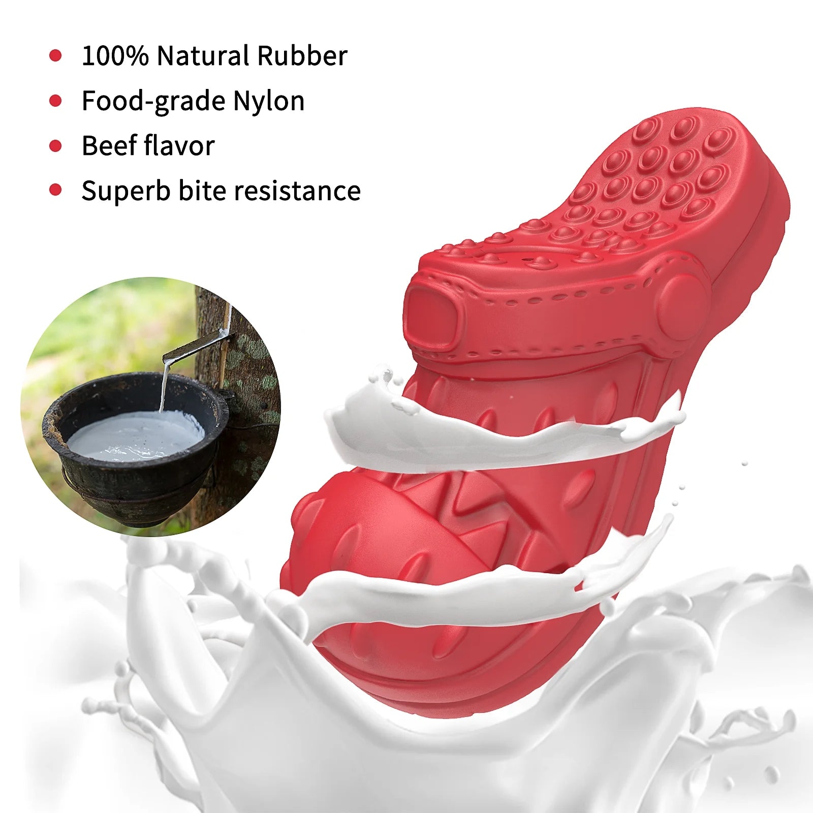 MASBRILL Squeaky Dog Toys Large Dog Chew Toy for Aggressive Chewer, 100% Safe Natural Soft Rubber Beef Flavor Dog Toys