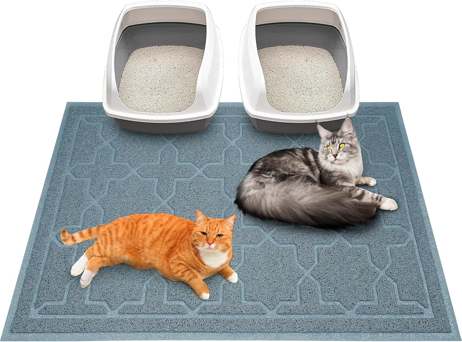 Yimobra Cat Litter Mat, 35.4"X23.6" Litter Box Mat with Litter Lock Mesh, Soft Cat Litter Mat Litter Trapping Mat, Easy to Clean, Non-Slip, Water Resistant, Litter Free Floors, Dark Grey