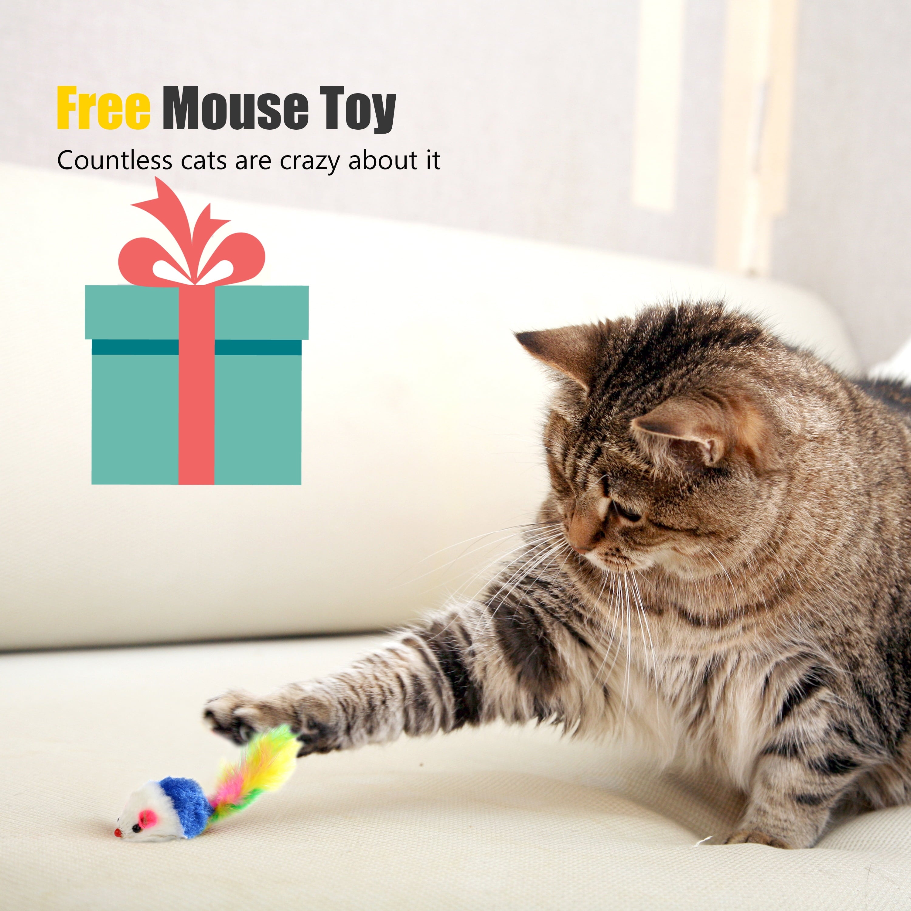 FYNIGO Cat Laser Pointer Toy Rechargeable,Interactive Toy for Cat Kitten Dog with a Mouse Toy,Silver