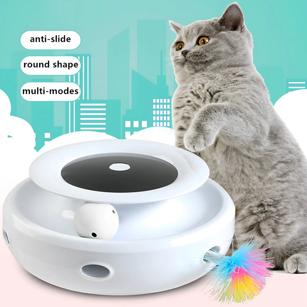 OMZER Cat Toys 2-In-1 Interactive Cat Toys for Indoor Cats, Cat Balls, Cat Mice Toy, Cat Entertainment Toys with 2Pcs Feathers, Motion-Activated Toy with Feathers Provides, Batteries or USB Charge