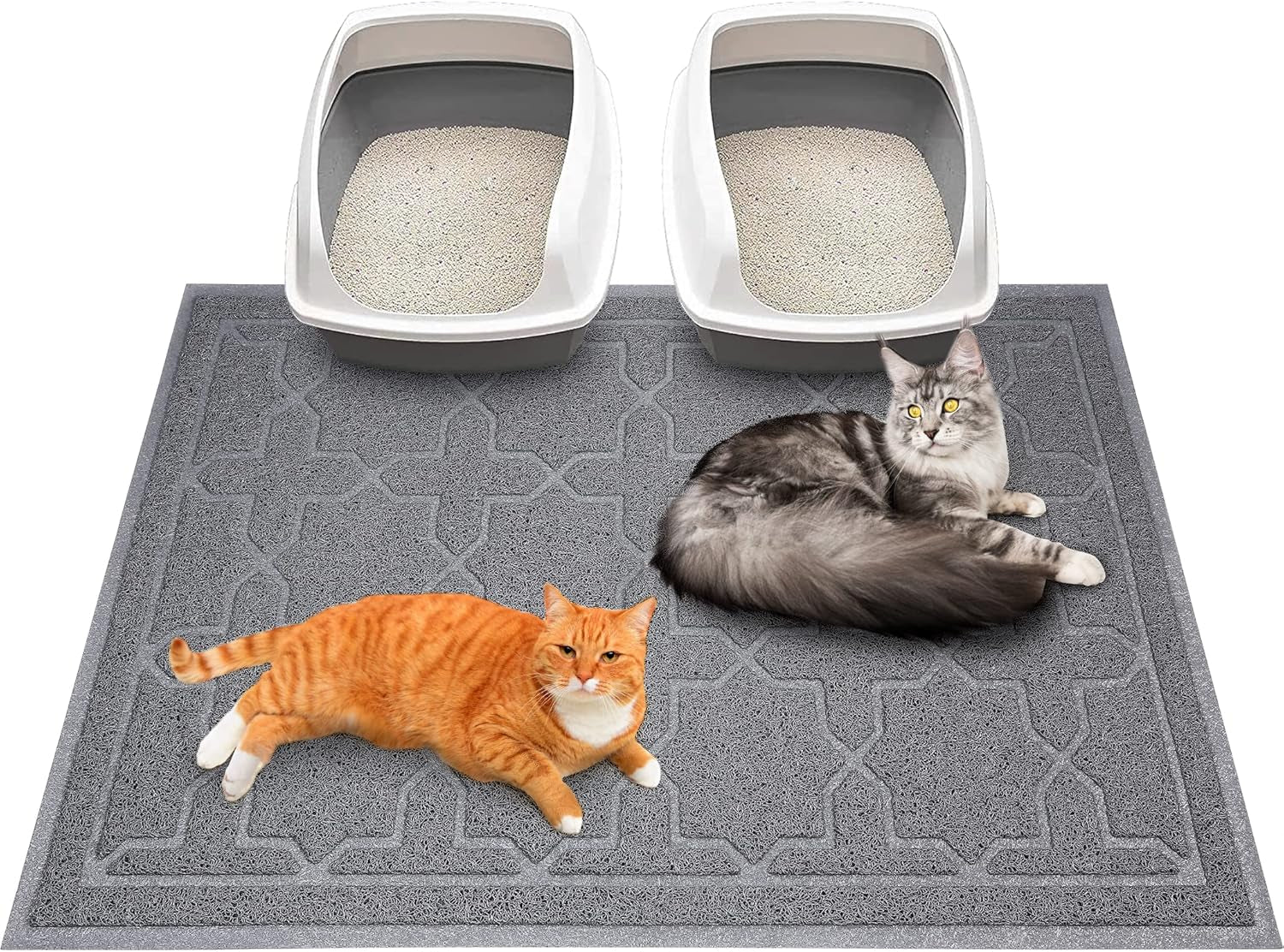 Yimobra Cat Litter Mat, 35.4"X23.6" Litter Box Mat with Litter Lock Mesh, Soft Cat Litter Mat Litter Trapping Mat, Easy to Clean, Non-Slip, Water Resistant, Litter Free Floors, Dark Grey