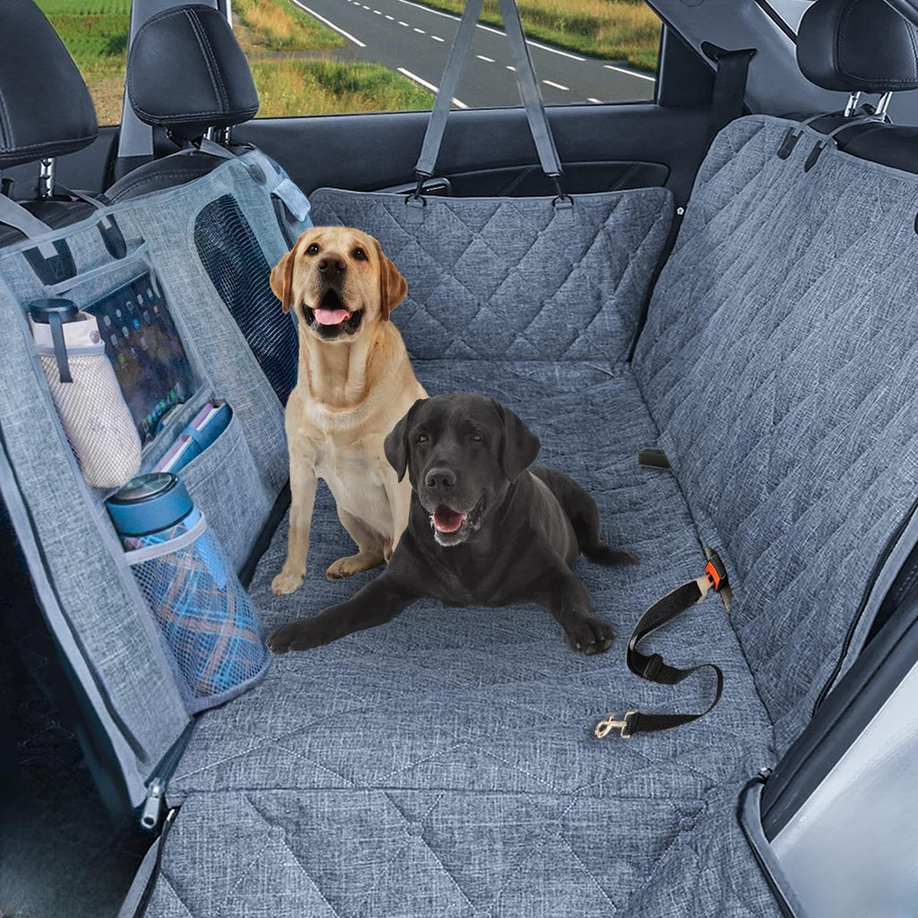 ELLONI Backseat Dog Cover for Car - Dog Seat Cover - Dog Hammock for Car, Rear Seat Covers for Dogs Seat Covers for Cars Back Seat Scratch-Proof Nonslip Mesh Sections Window, SUV