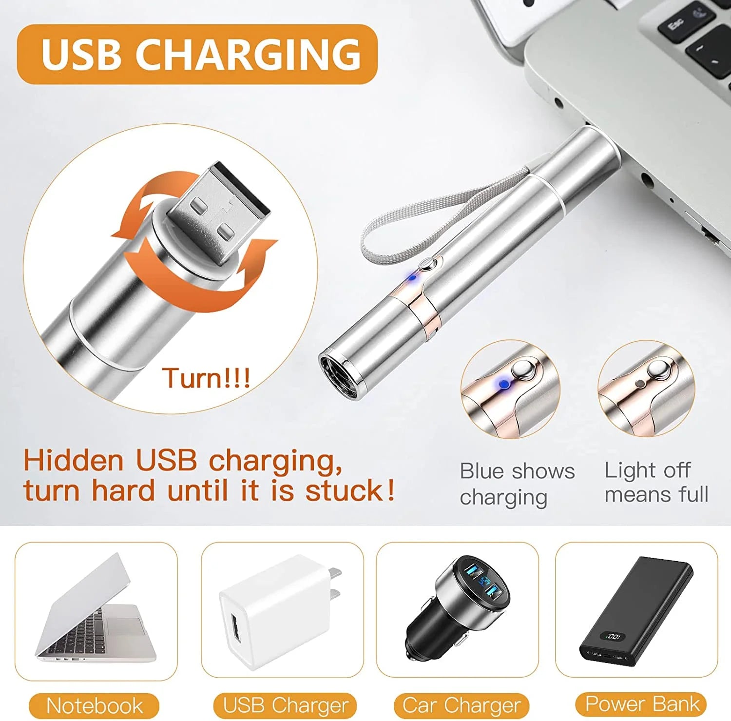 FYNIGO Cat Laser Pointer Toy Rechargeable,Interactive Toy for Cat Kitten Dog with a Mouse Toy,Silver