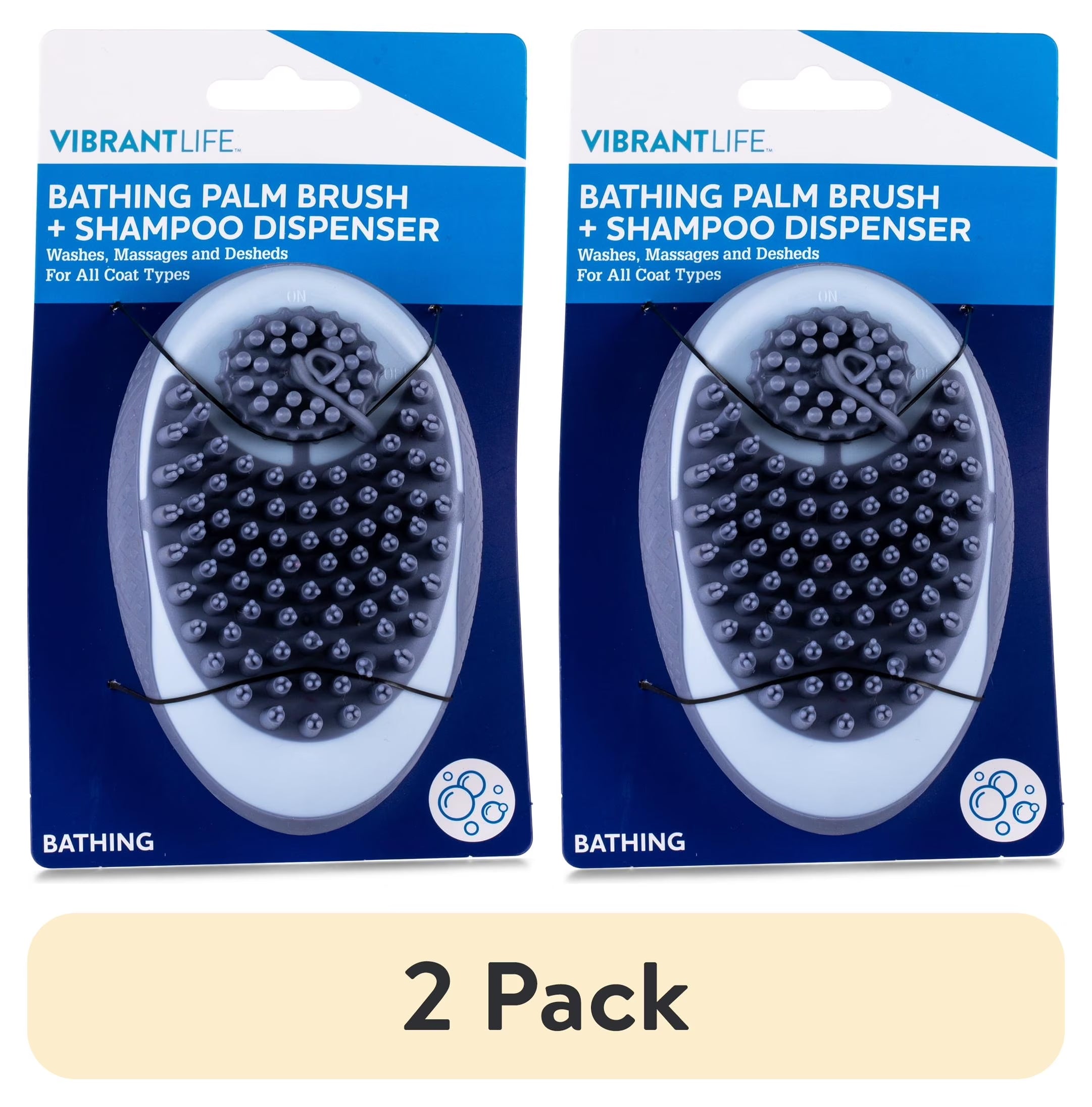 Vibrant Life Bathing Palm Dog Brush + Shampoo Dispenser | Dog Grooming Tool Hand Brush
