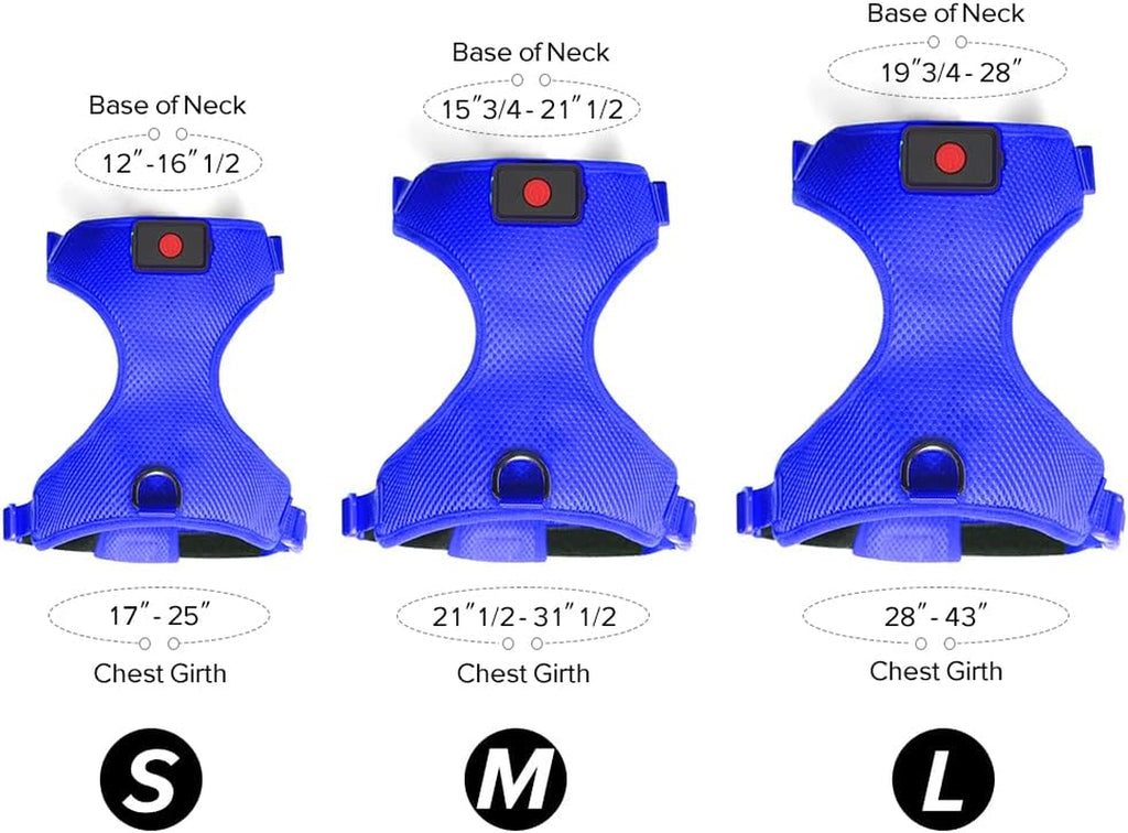 Flashseen LED Dog Harness, Lighted up USB Rechargeable Pet Harness, Illuminated Reflective Glowing Dog Vest Adjustable Soft Padded No-Pull Suit for Small, Medium, Large Dogs (Blue, S)