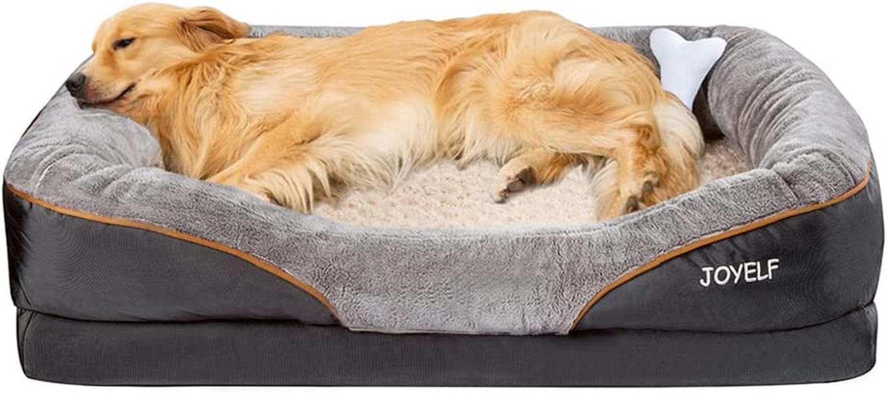 JOYELF Large Memory Foam Dog Bed, Orthopedic Dog Bed & Sofa with Removable Washable Cover and Squeaker Toy as Gift