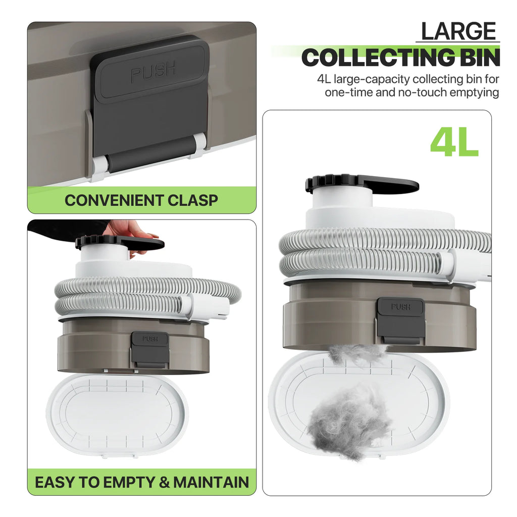 Magshion Pet Grooming Kit & Vacuum Suction 99% Pet Hair, Dog Grooming Kit with 6 Professional Grooming Shedding Tools for Dogs Cats and Other Animals, Black