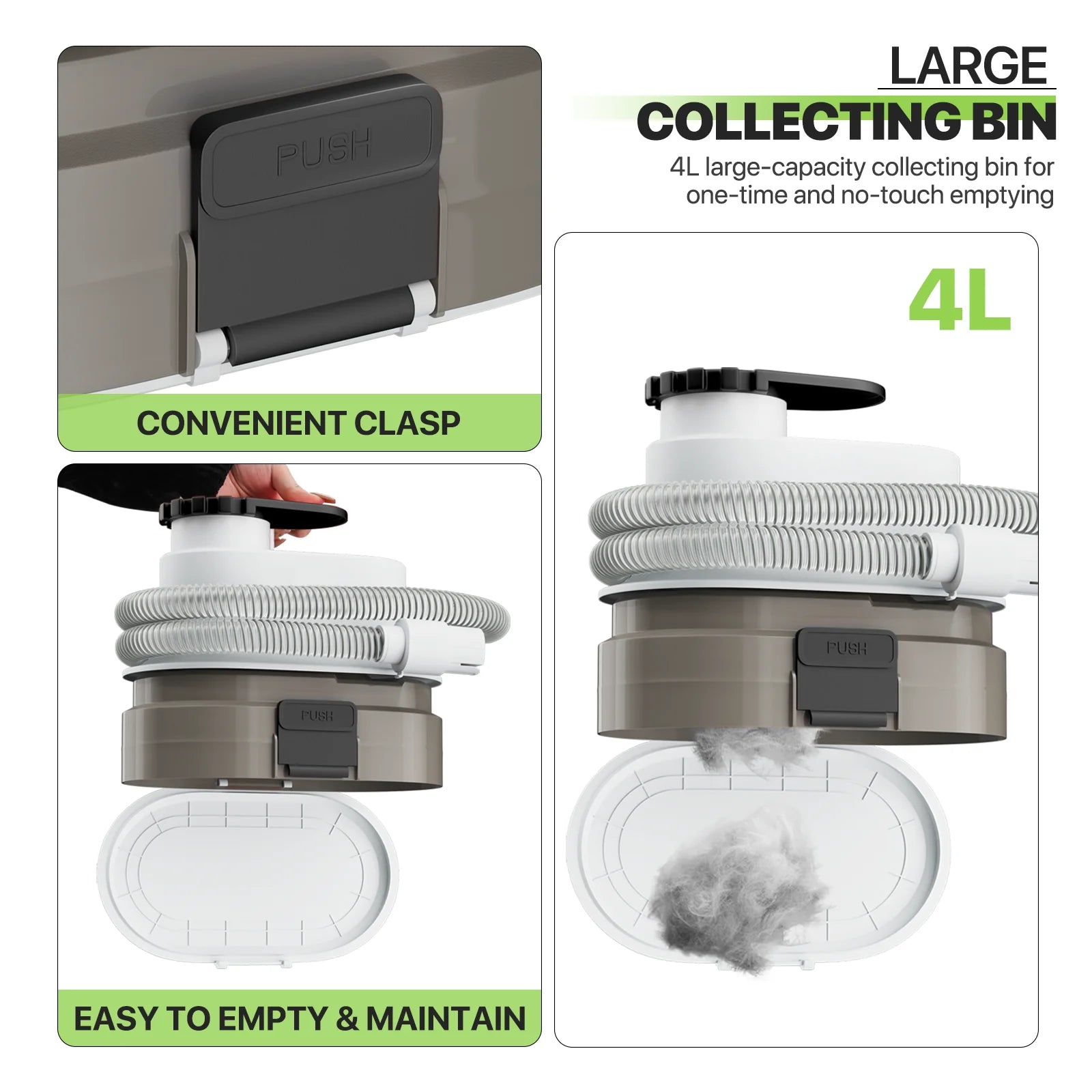 Magshion Pet Grooming Kit & Vacuum Suction 99% Pet Hair, Dog Grooming Kit with 6 Professional Grooming Shedding Tools for Dogs Cats and Other Animals, Black